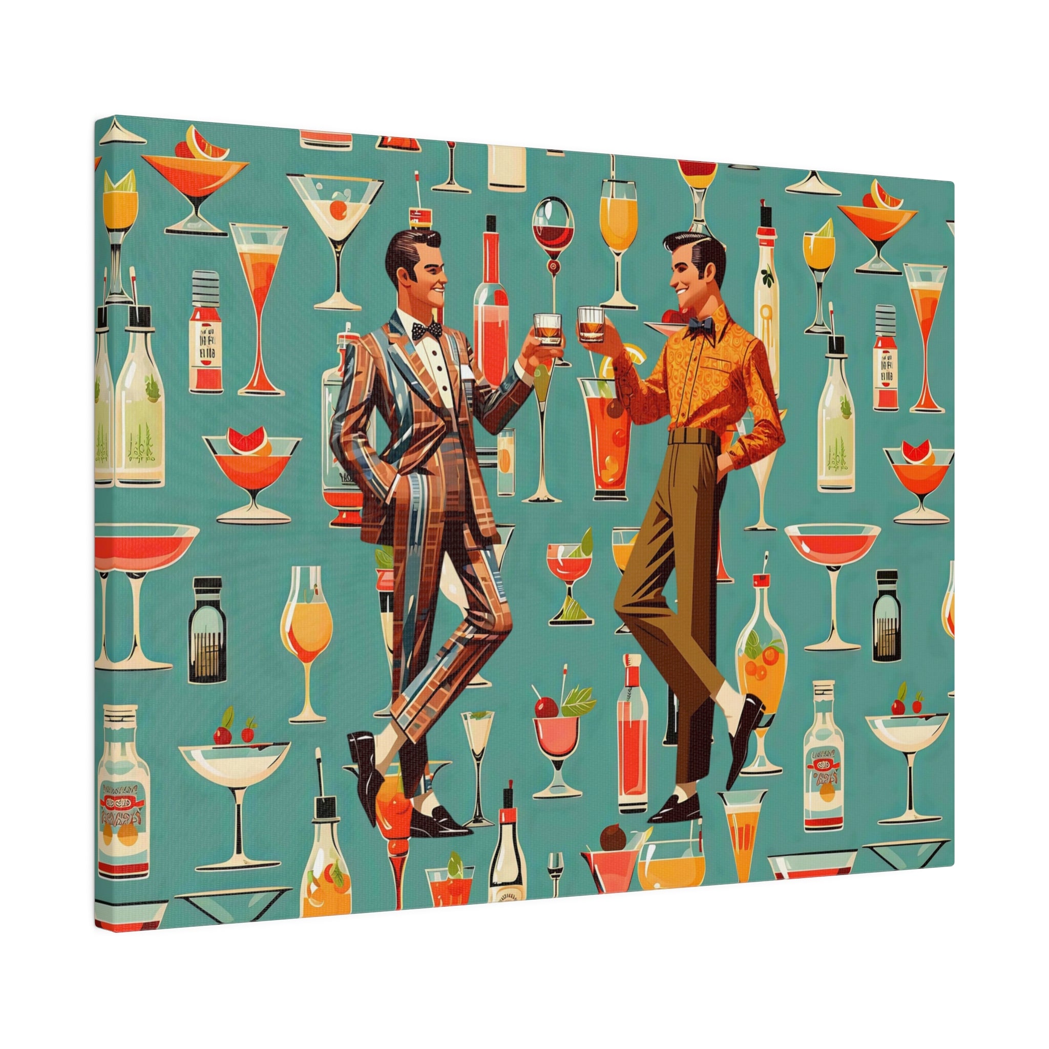 Atomic 50s Cocktail Art, Mid Century Modern Dapper Dudes, LGBTQ Unique Gifts, MCM Bar Art - Mid Century Modern Gal