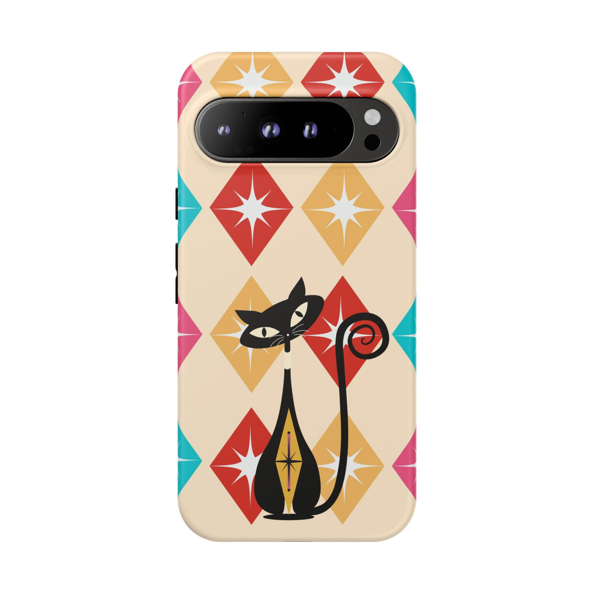 Mid Century Modern Atomic Cat, Atomic 50s Diamonds Retro Phone Tough Cases