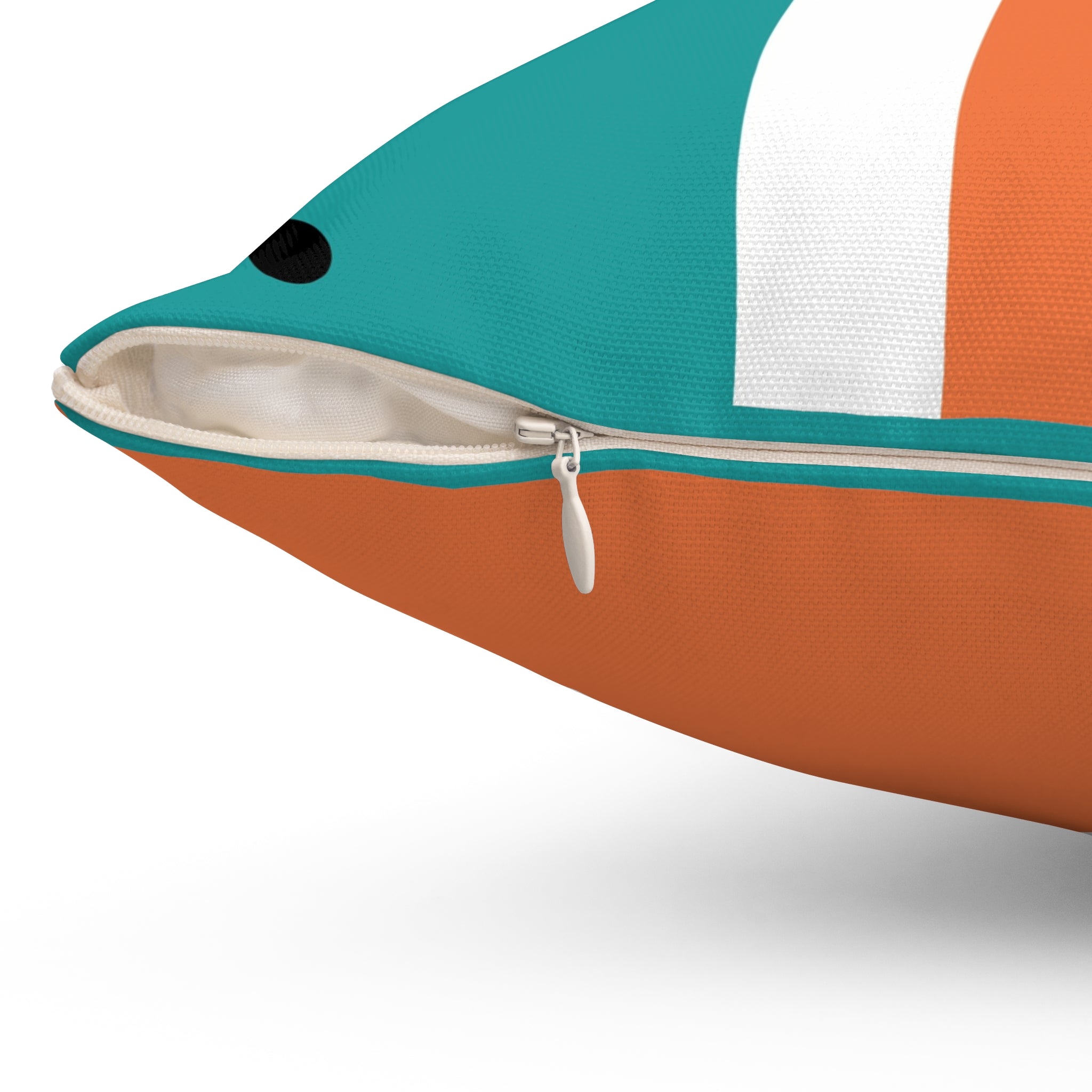 Atomic Space Kittie, Mid Century Modern Orange, Teal, White, Linear Lines, MCM Pillow And Cover - Mid Century Modern Gal