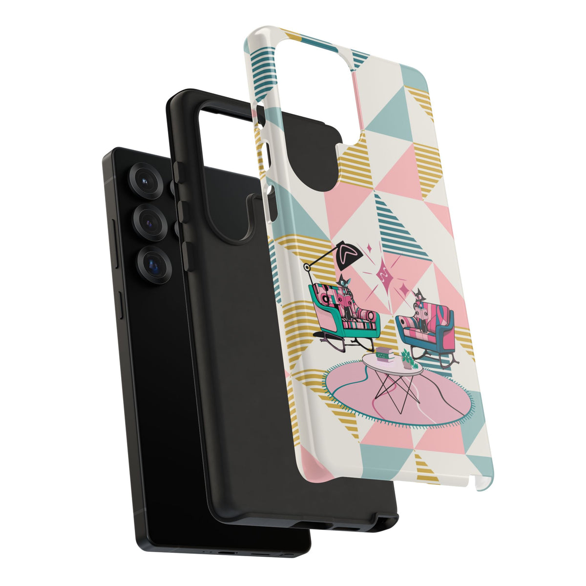 Atomic Cats Reading, Book Talk, Book Lover, Retro Chic Phone Case with Retro Vibe - Cozy Living Room Design