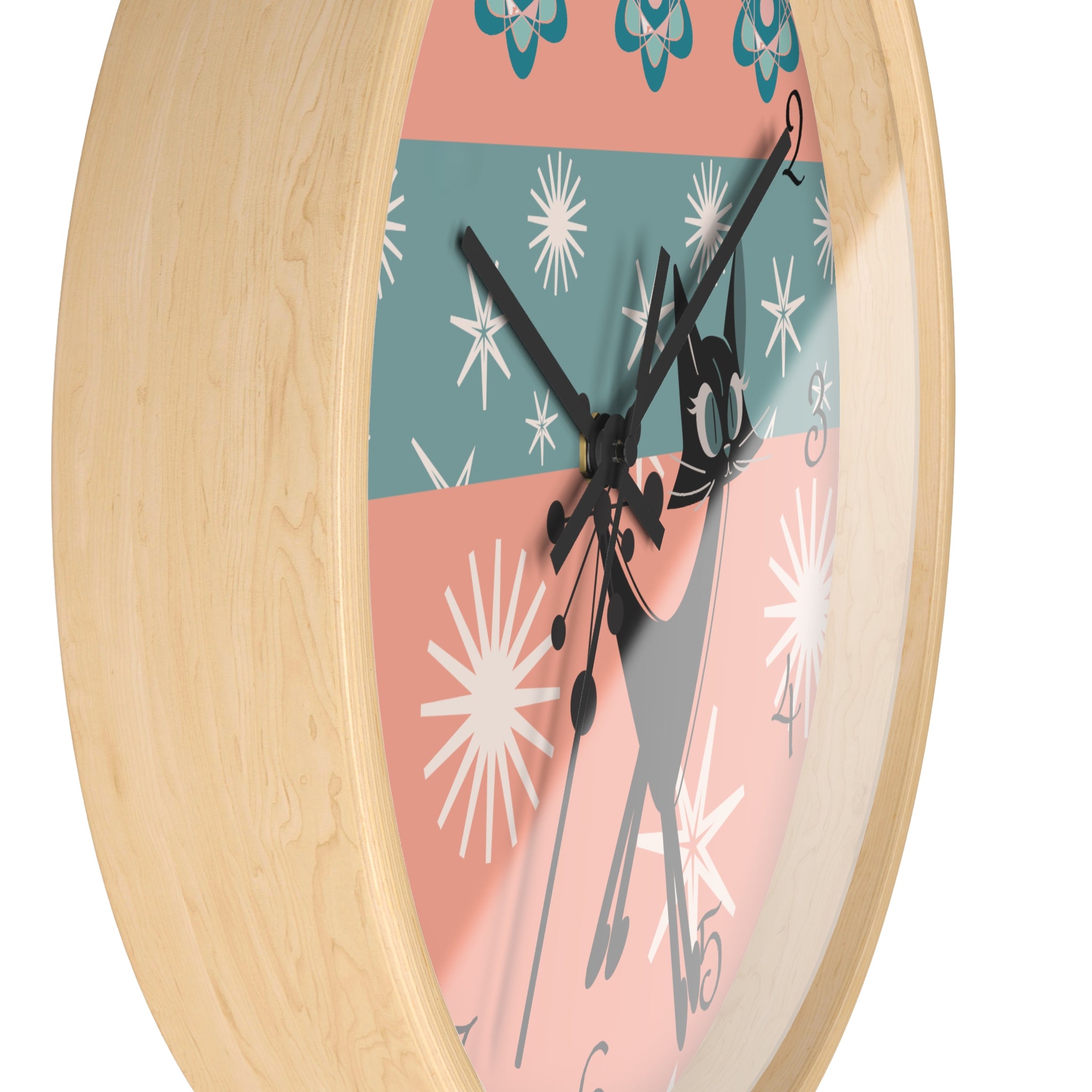 Atomic Cat Wall Clock, Mid Century Modern Kitschy 50s Style, Livingroom, Bedroom, Kitchen MCM Wall Clock - Mid Century Modern Gal
