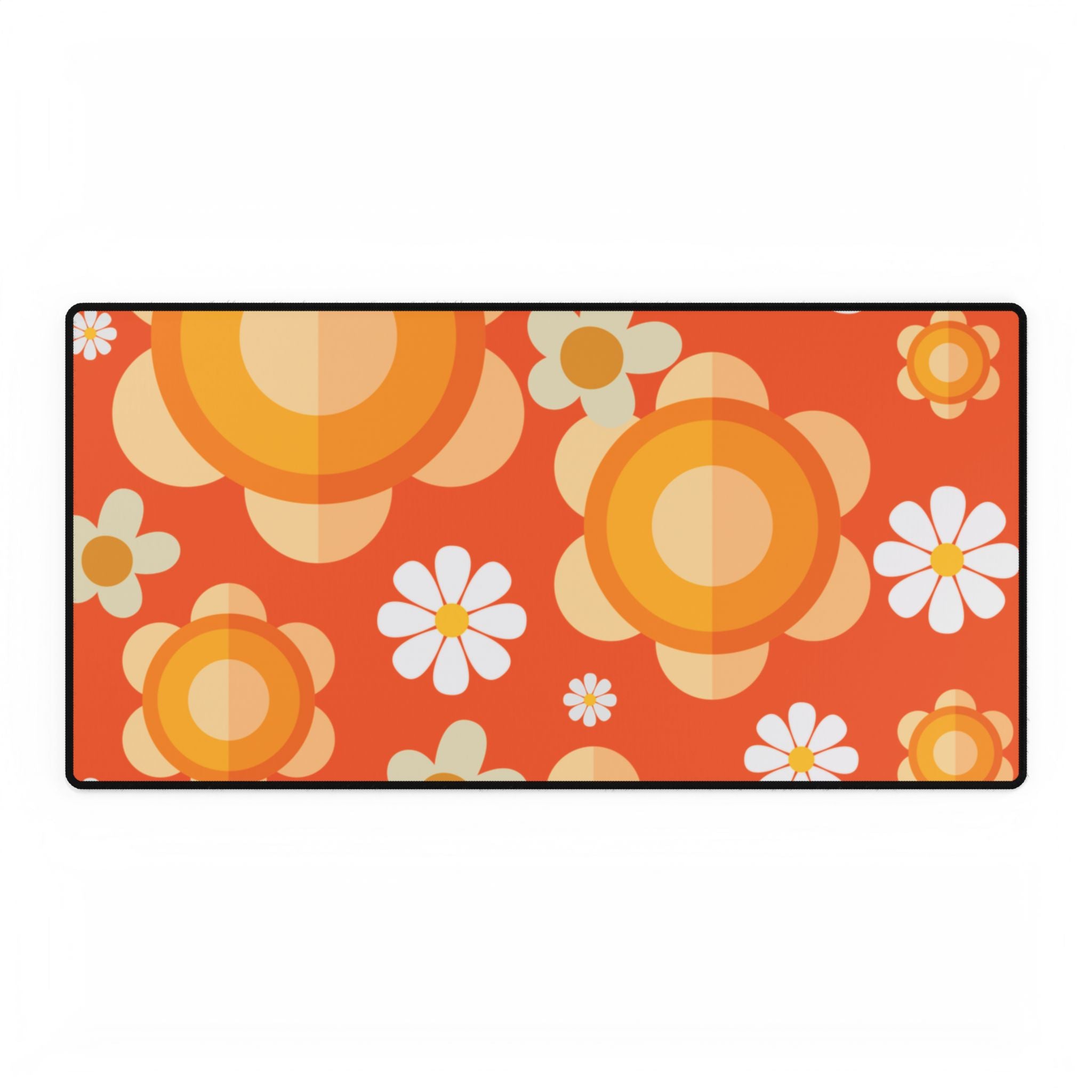 Retro Flower Power Groovy Desk Mat - Mid Century Modern Gal