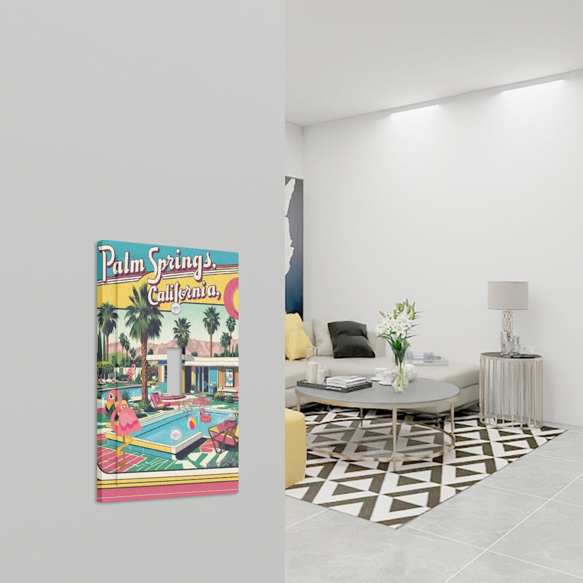 Mid Century Modern Palm Springs, Kitschy Mod Faux Leather Texture Switch Cover 1-Gang 1 Toggle - Mid Century Modern Gal