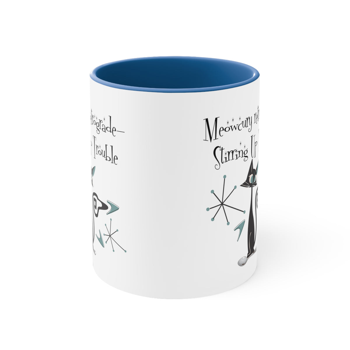 Atomic Kitty Cat, Mid Century Modern Drinkware, Funny, Kitschy Style, Cat Lover, Coffee Lover Mug Gifts - Mid Century Modern Gal