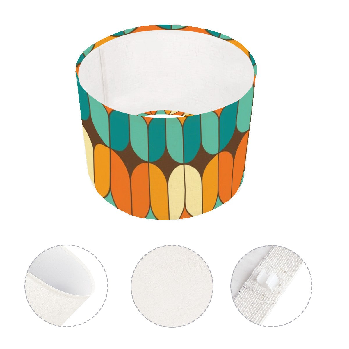 Mid Century Modern Bold Orange, Teal Geometric Groovy Lamp SHADE - Mid Century Modern Gal