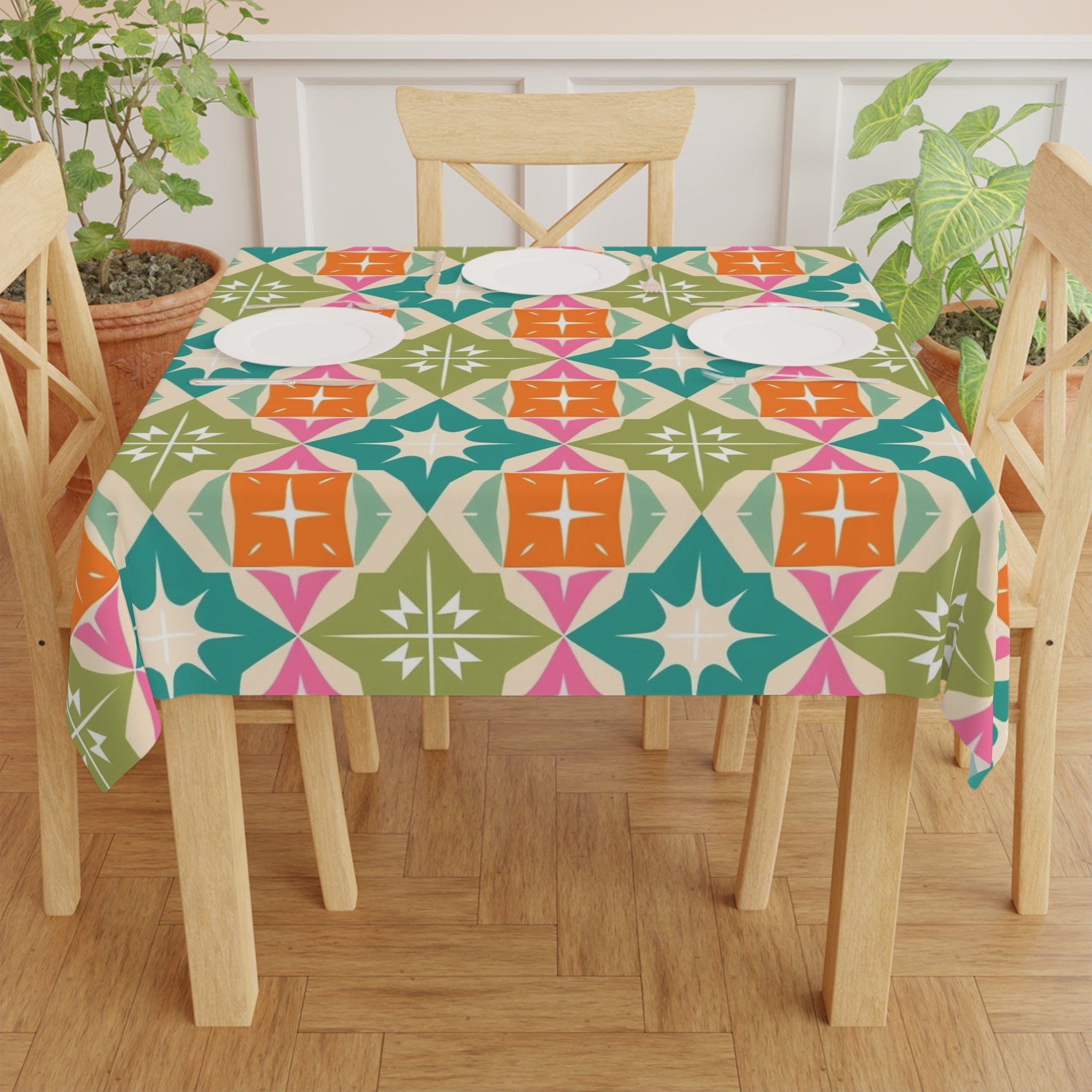 Mid Century Modern Atomic Starbursts, Retro Mod Geometric Designed Tablecloth - Mid Century Modern Gal