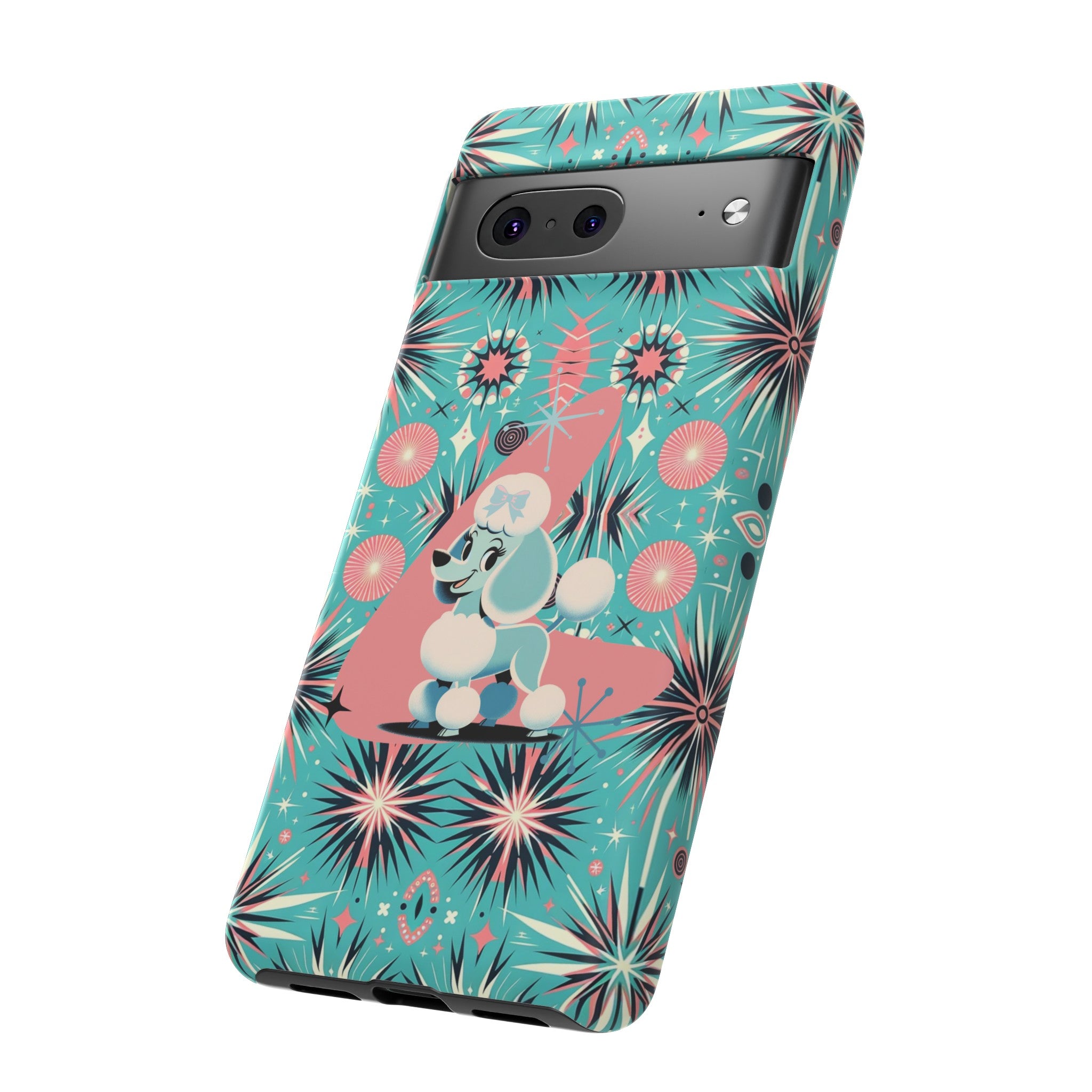1950s Mid Century Modern Atomic Pink, Poodle Retro Smart Phone Tough Cases