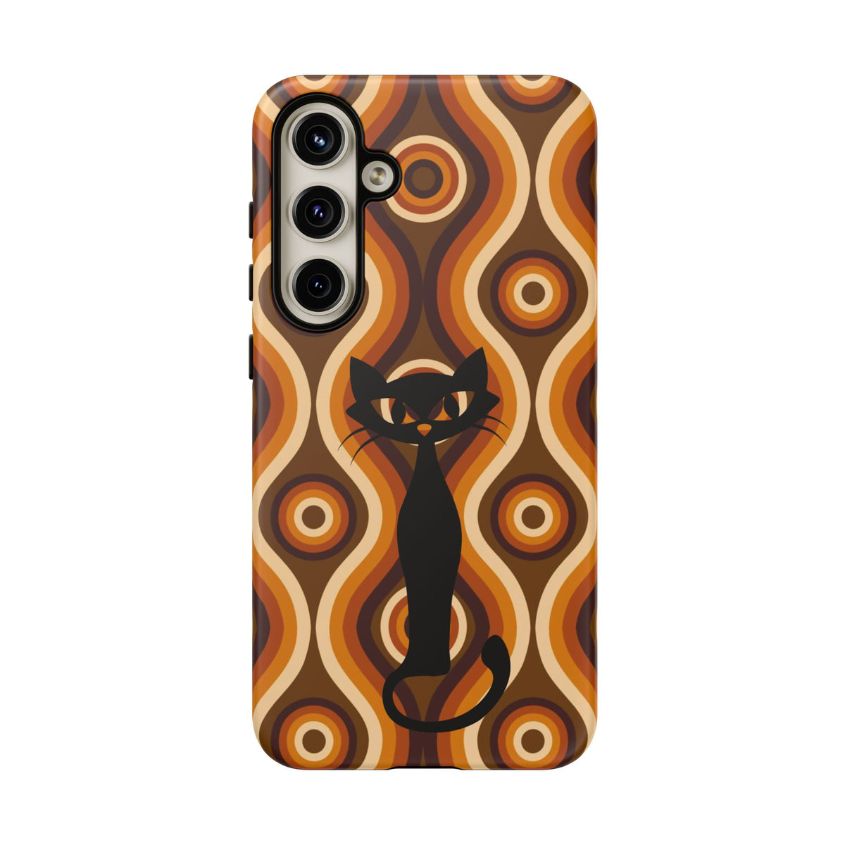 Retro Phone Case, Groovy Brown, Atomic Kitsch Cat Tough Smart Phone Cases