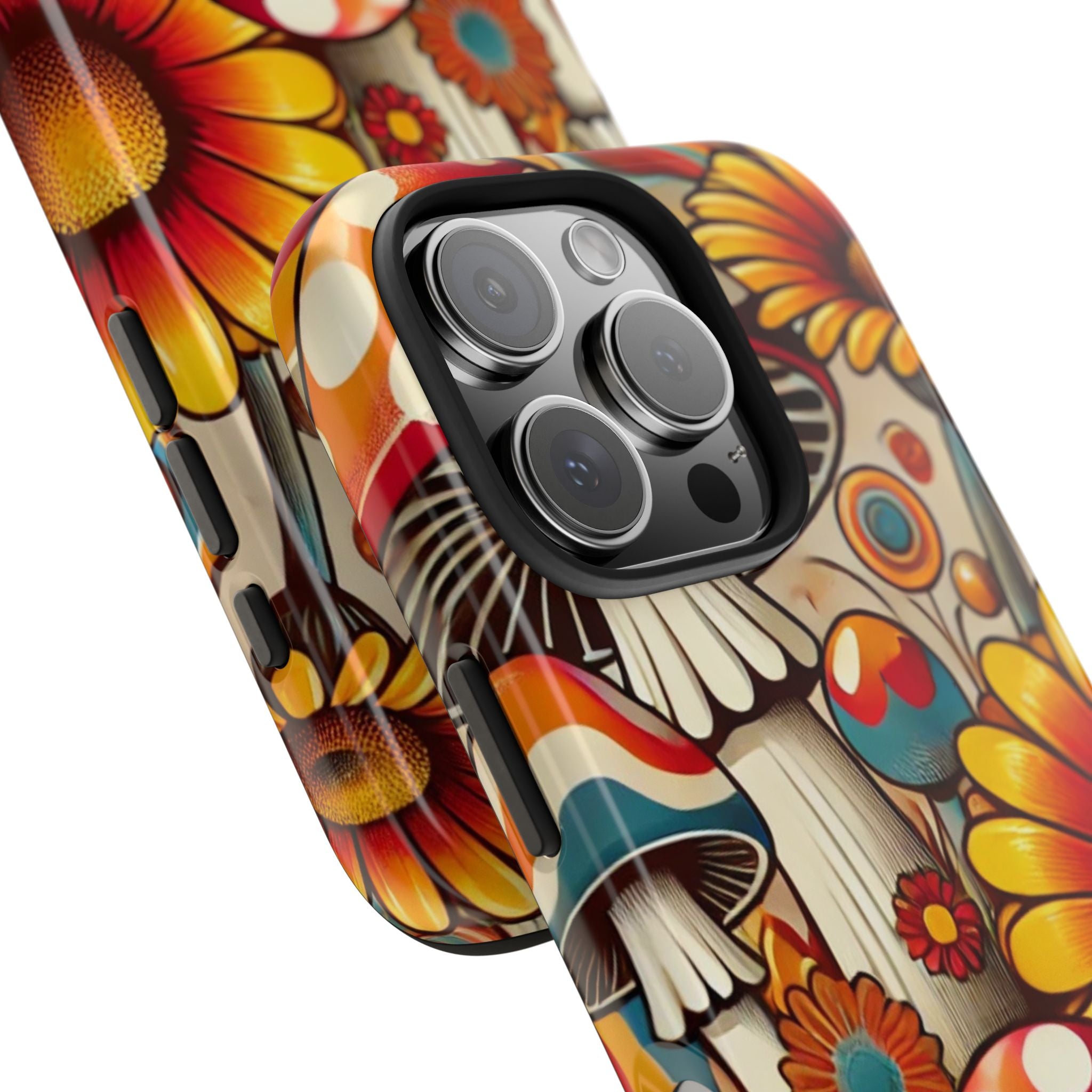 Bohemian Floral Mushroom Tough Phone Case - Trendy Protection for Nature Lovers