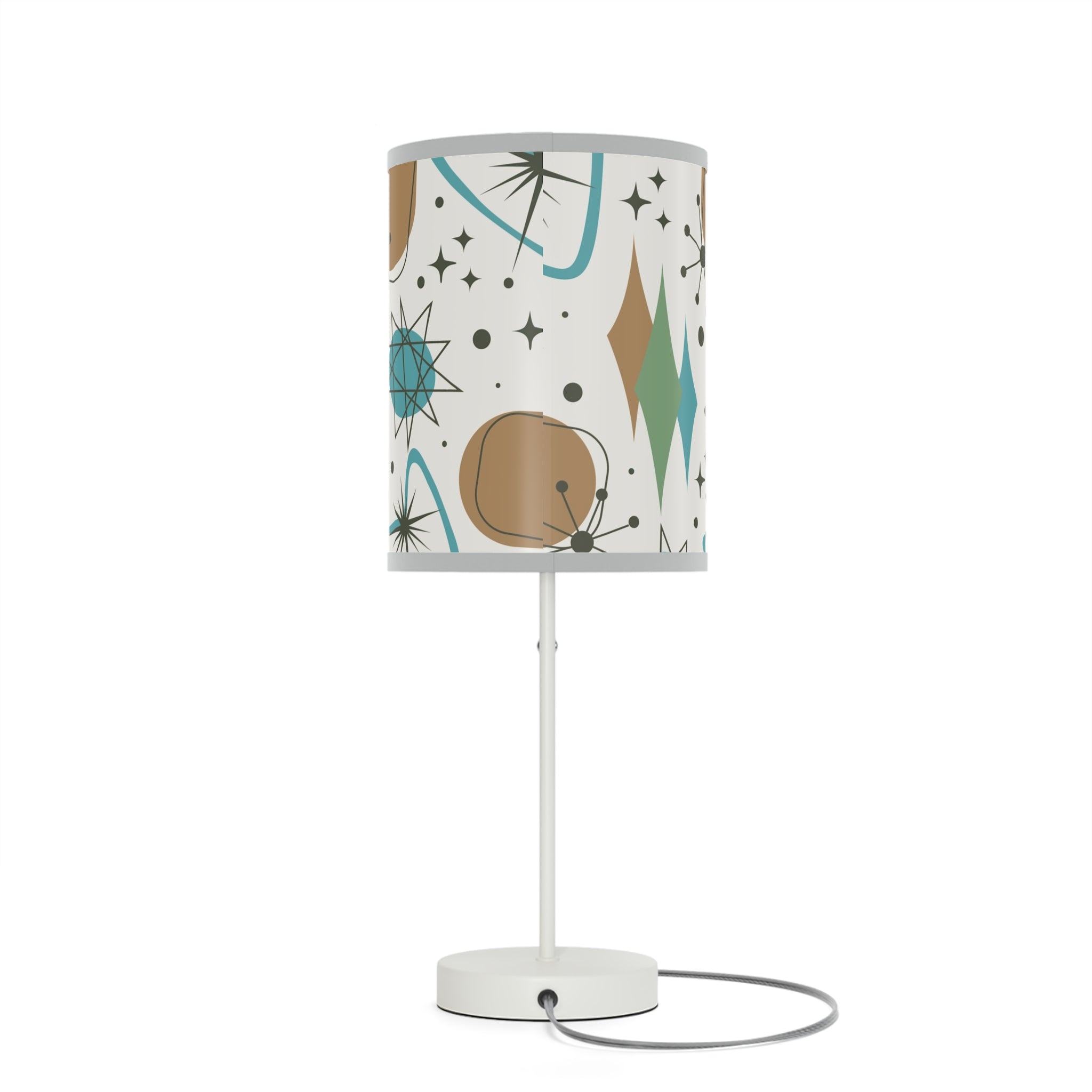 Mid Century Modern Table Lamp, Atomic Kitschy Cats, Starbursts Boomerang Themed Table Lamp - Mid Century Modern Gal