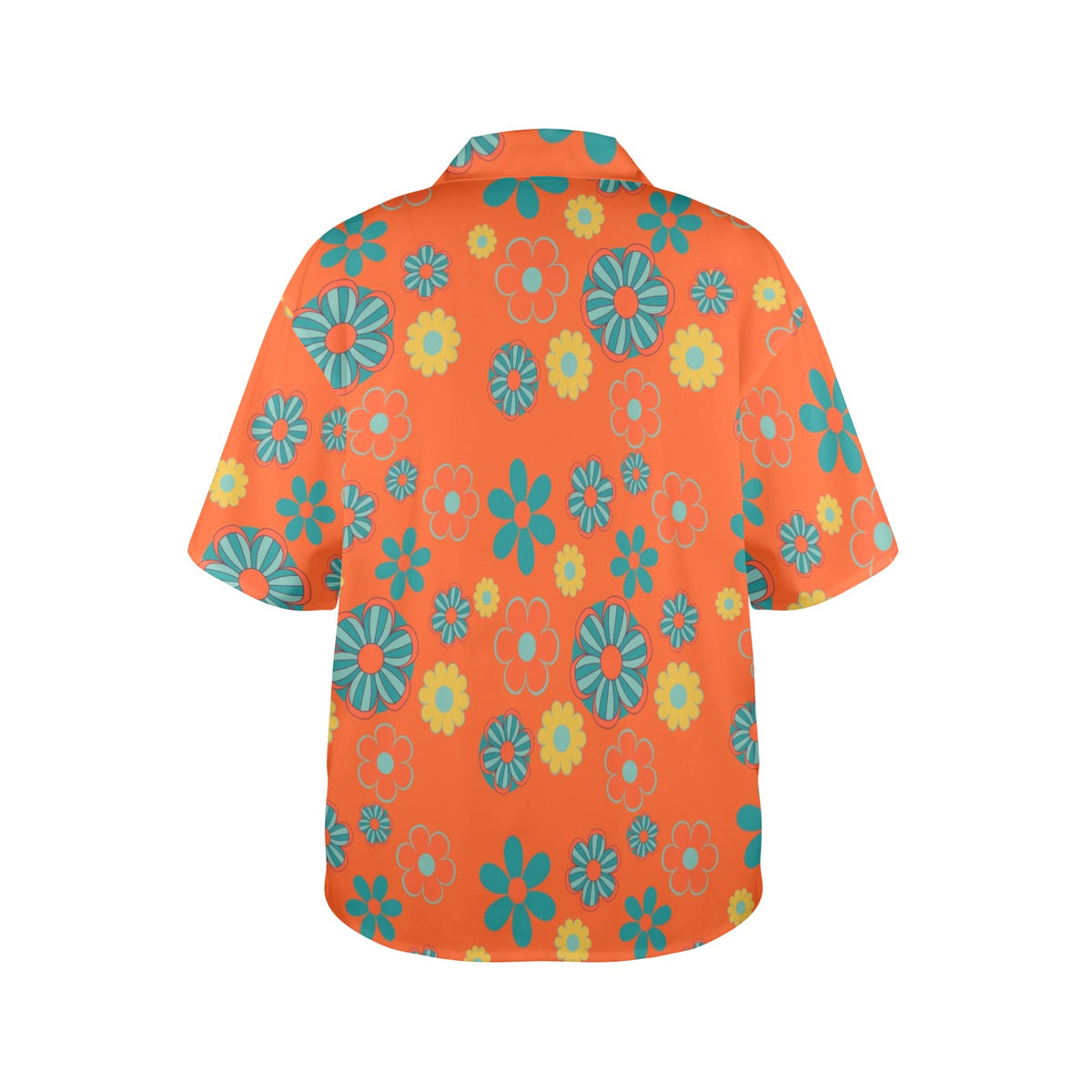 Atomic Cat Retro Flower Power Groovy Summer Hawaiin Women's Shirt - Mid Century Modern Gal