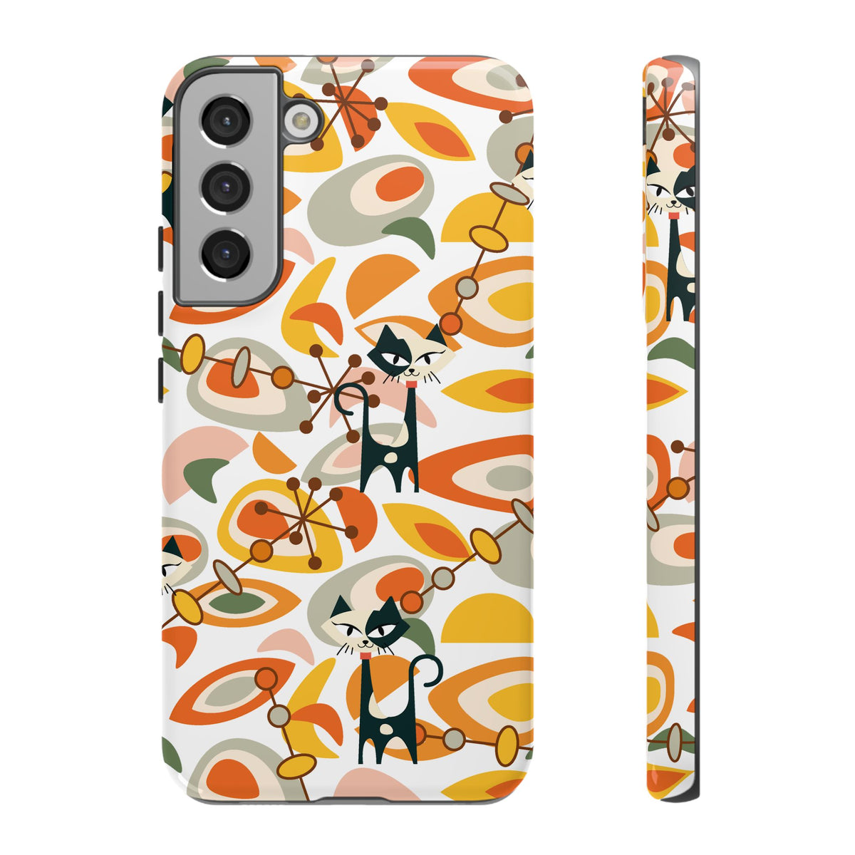 Atomic Cat Mid Mod Orange, Yellow, Groovy Cat Smart Phone Tough Cases