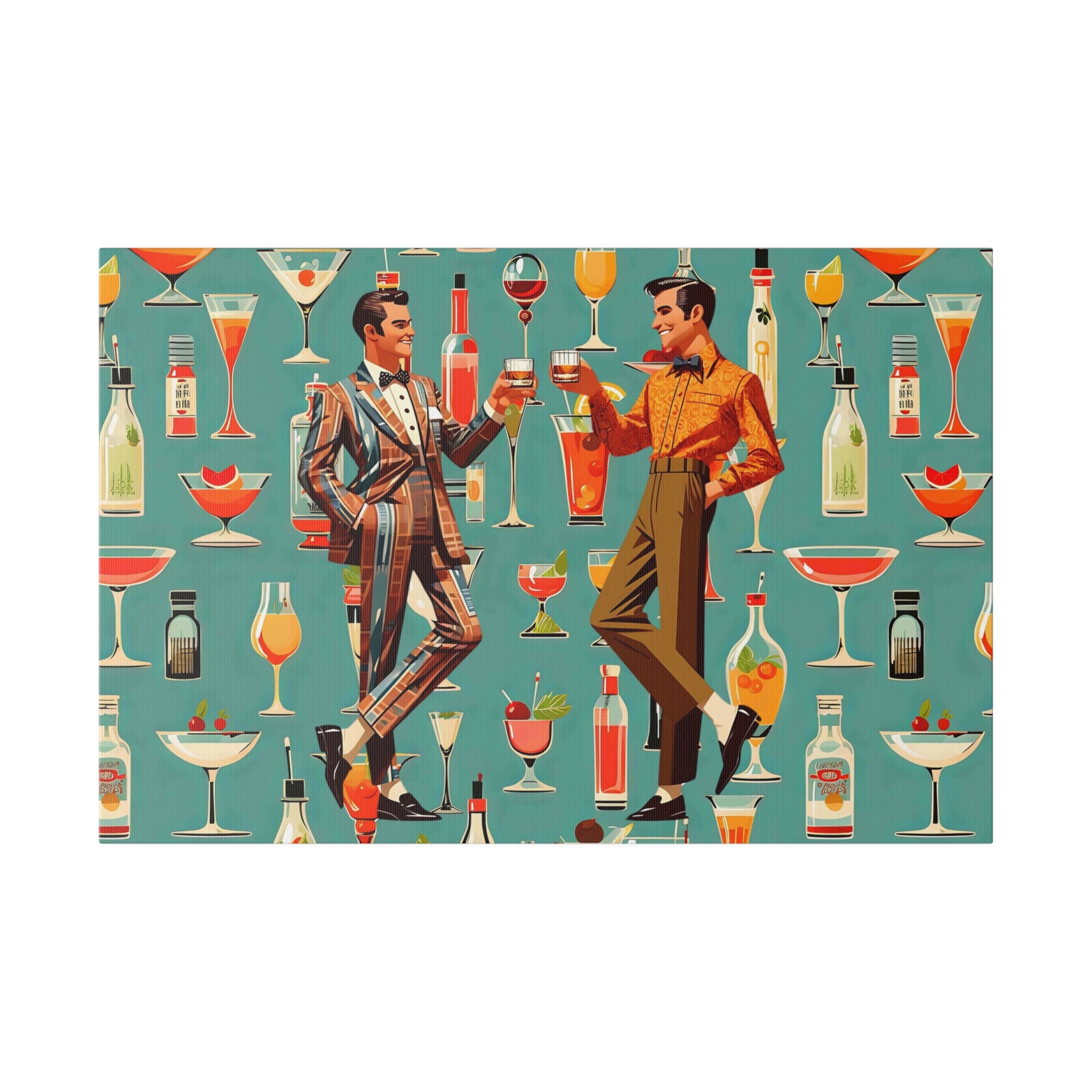 Atomic 50s Cocktail Art, Mid Century Modern Dapper Dudes, LGBTQ Unique Gifts, MCM Bar Art - Mid Century Modern Gal