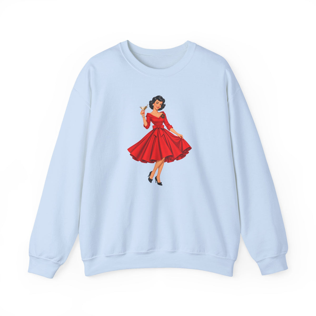 Mid Century Modern Christmas Martini Gal Unisex Heavy Blend™ Crewneck Sweatshirt - Mid Century Modern Gal