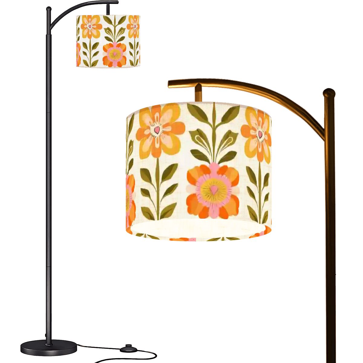 Modern Danish Scandinavian Floral Designed Mid Century Modern Arc Floor Lamp - Mid Century Modern Gal