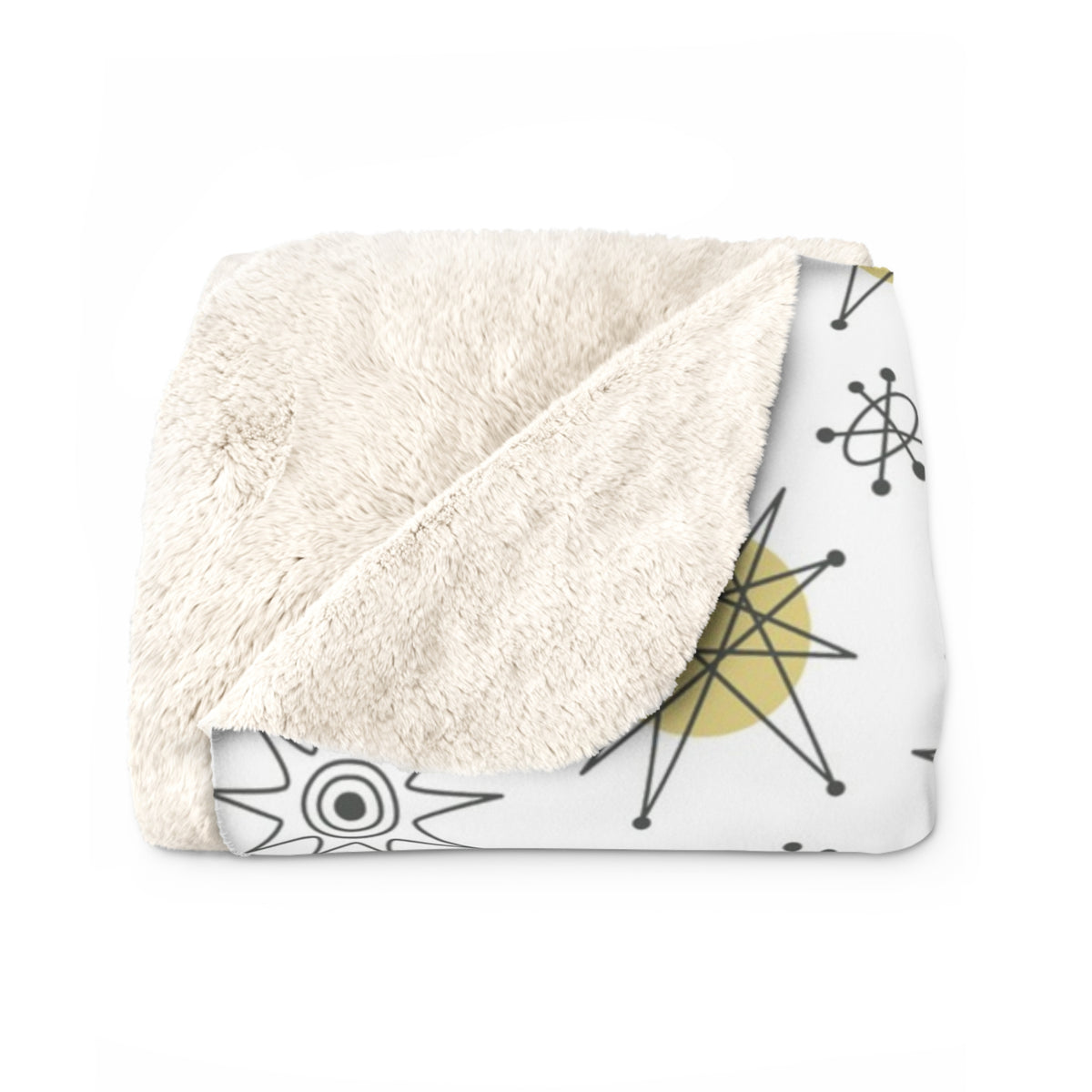 Holiday Cheers, 50s Atomic Style Cozy Kitschy Blanket Gift - Mid Century Modern Gal
