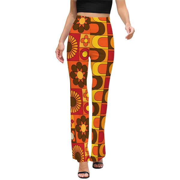 Retro 70s Party Women's Flared Pants, Groovy Mod Designs From The 70s