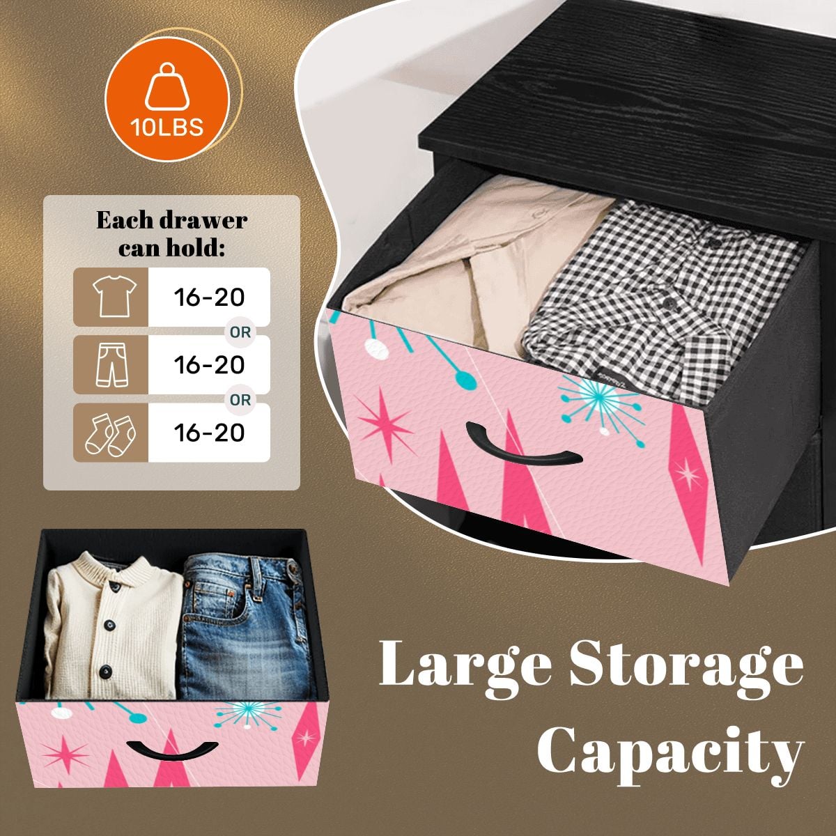 Mid Century Modern Atomic Cat Pink Starburst 4-Drawer Dresser - Mid Century Modern Gal