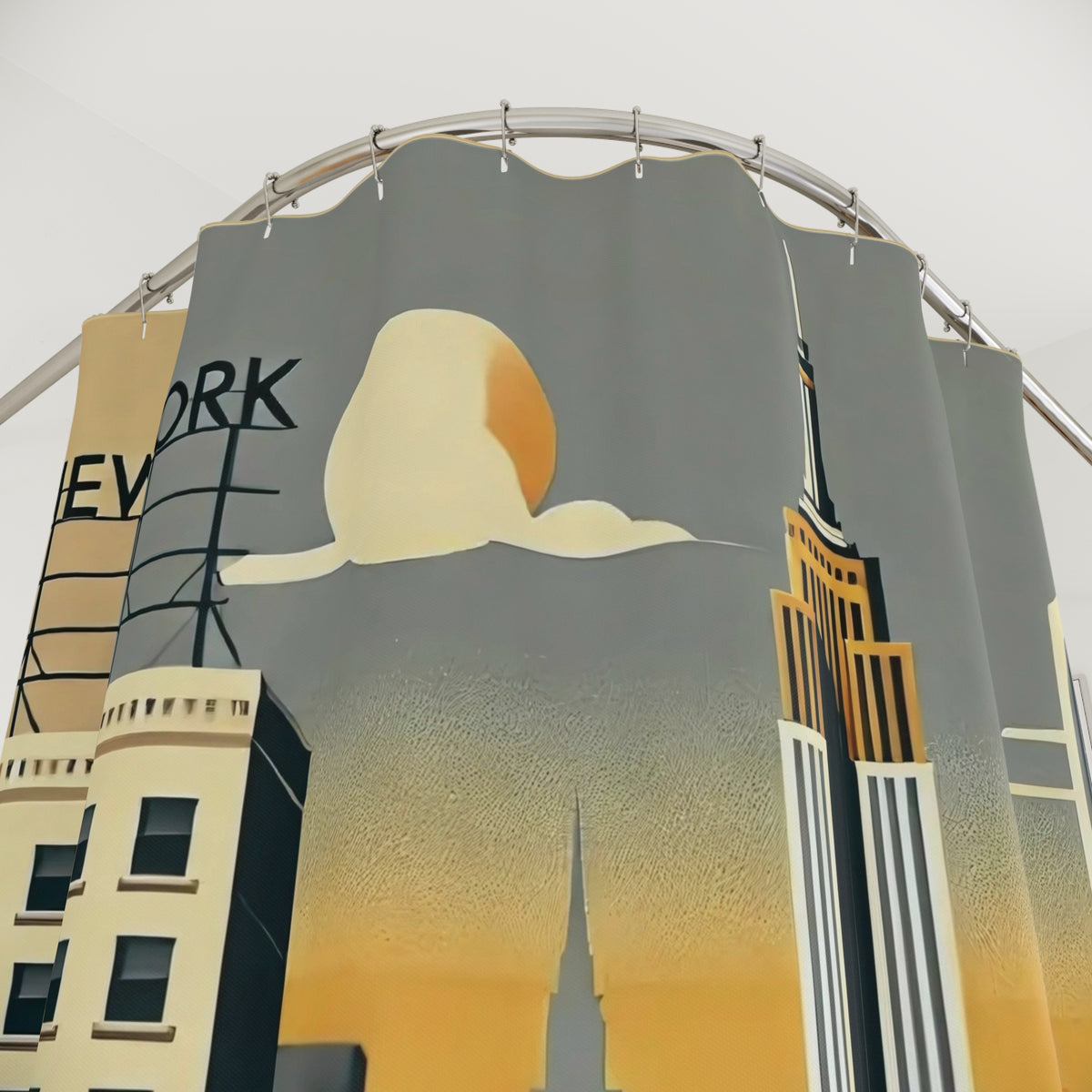 New York City Themed Retro Mod Kitschy Shower Curtain - Mid Century Modern Gal