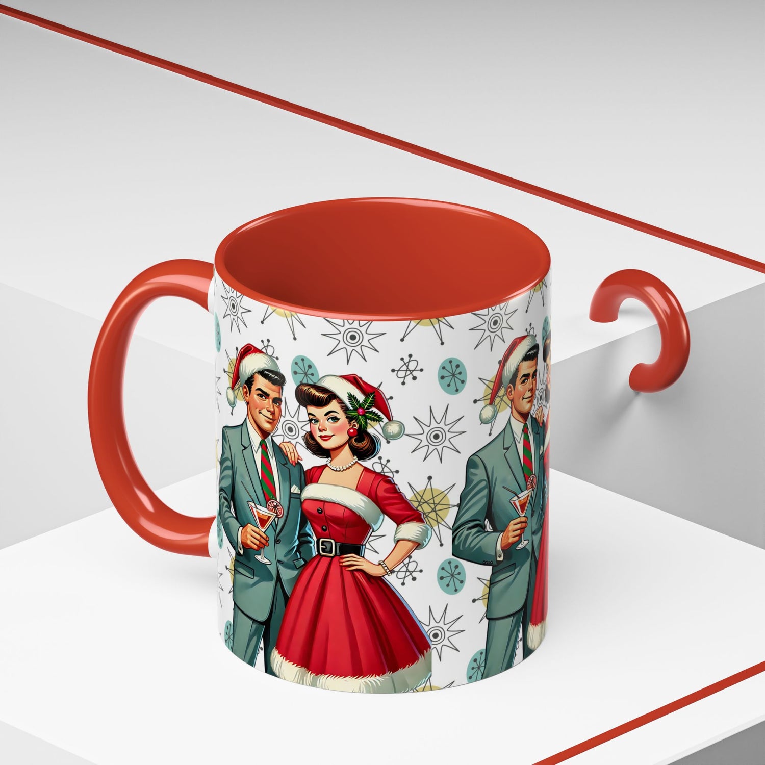 Mid Century Modern Atomic 50s Christmas Franciscan Starburst Pattern Mug - Mid Century Modern Gal