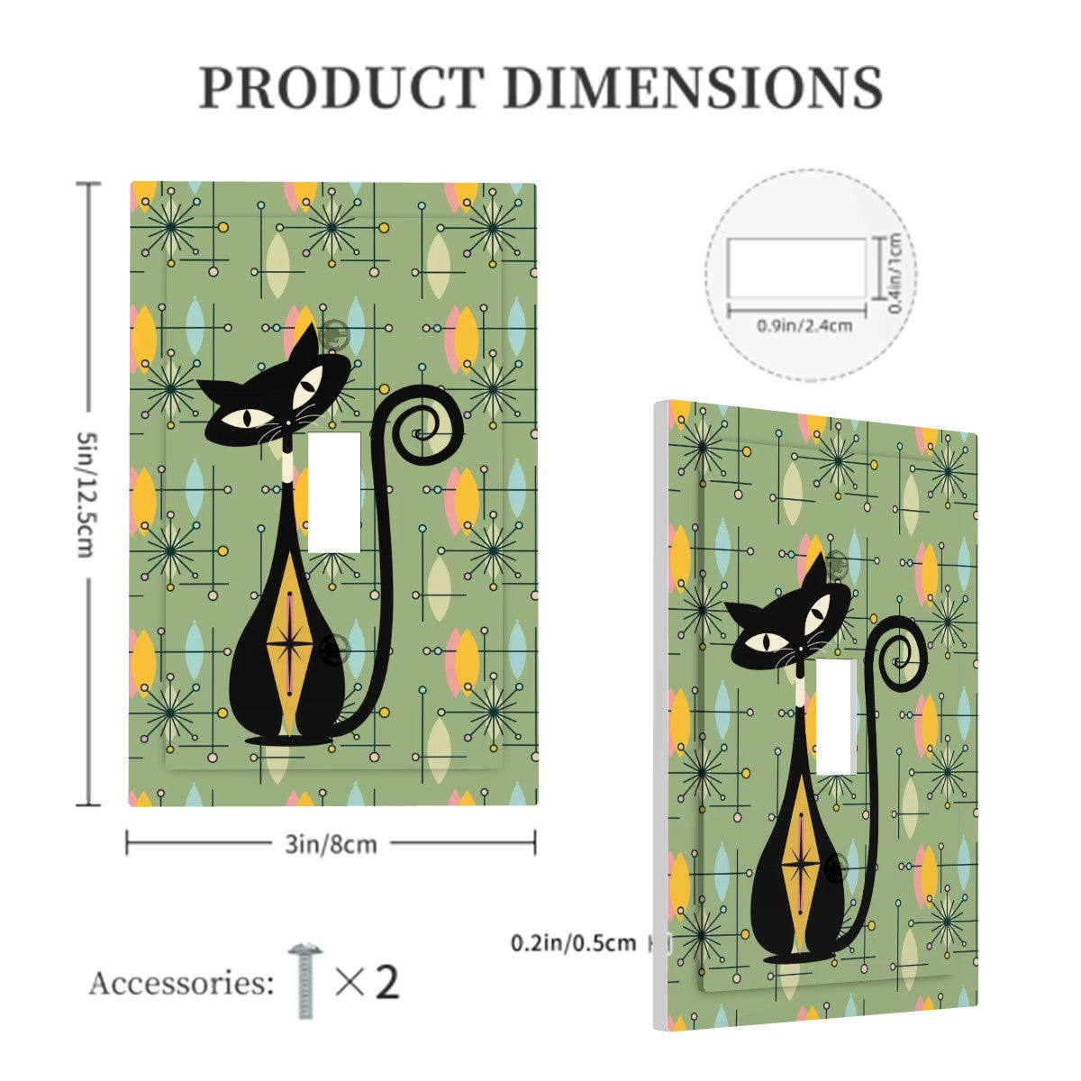 Atomic Cat Green Mod Starburst Modern Switch Cover 1-Gang 1 Toggle - Mid Century Modern Gal