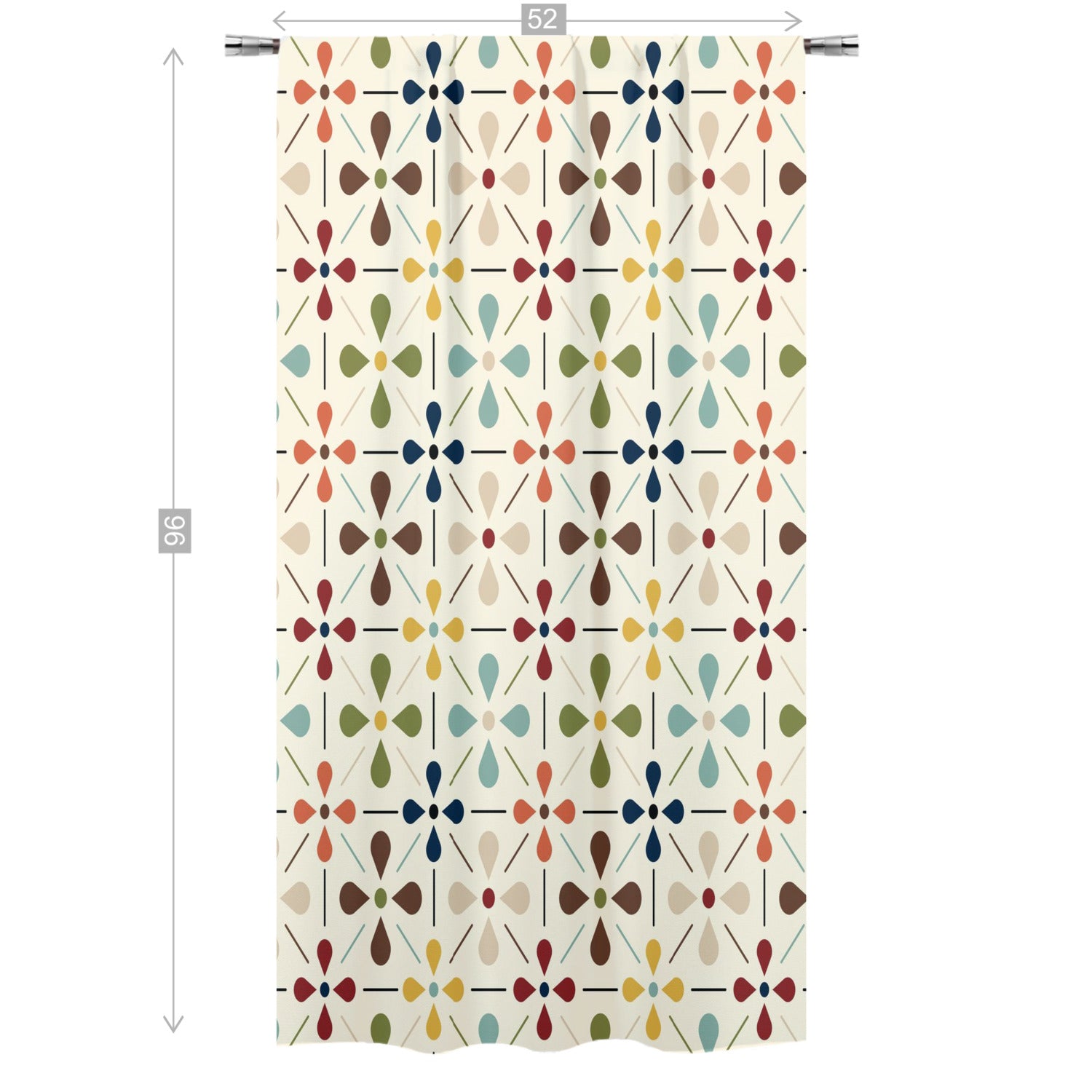 Mid Mod Scandinavian Flower Retro Curtain, Single Panel - Mid Century Modern Gal
