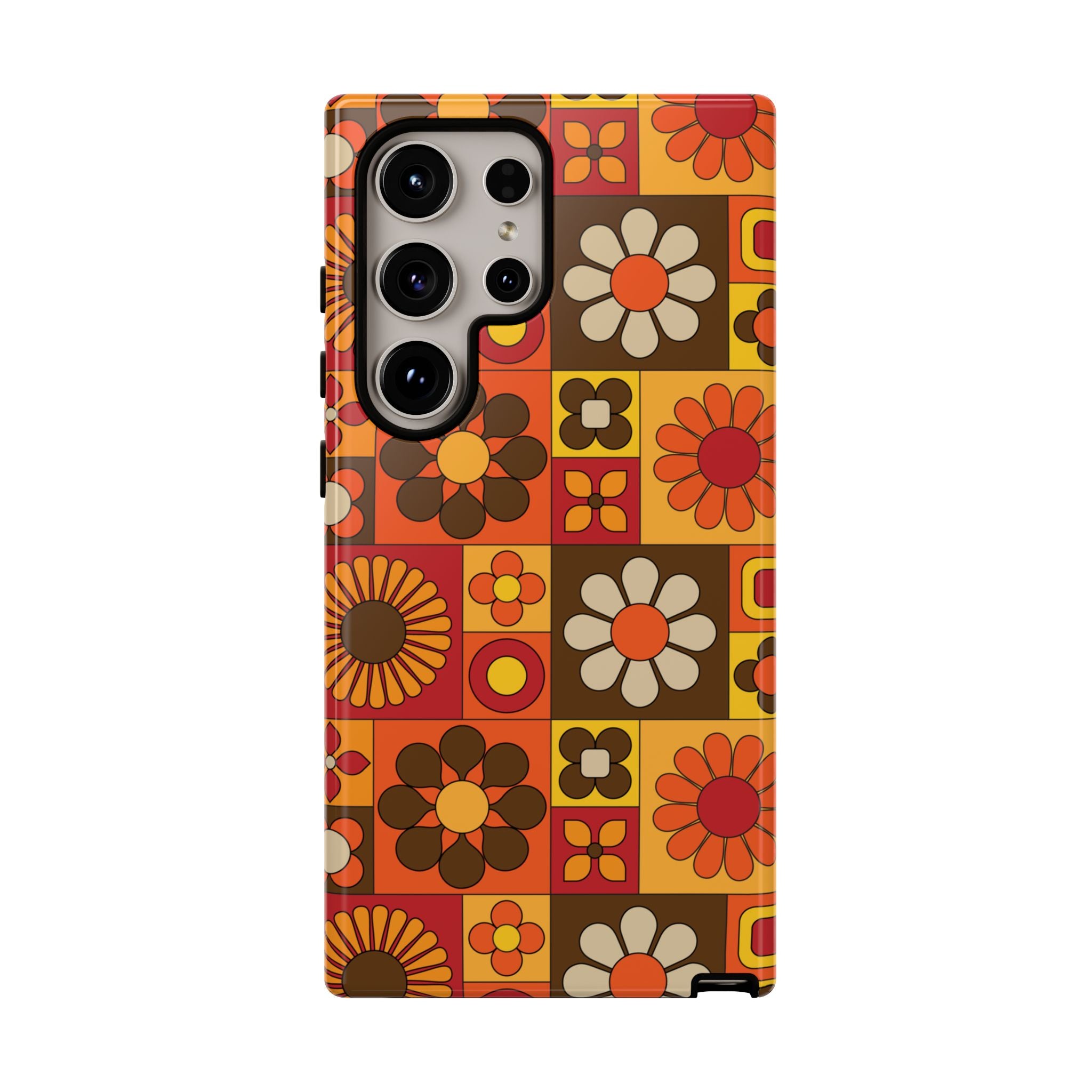 Retro 70s Mid Mod Floral Phone Case | Tough Cases for Flower Lovers - Mid Century Modern Gal