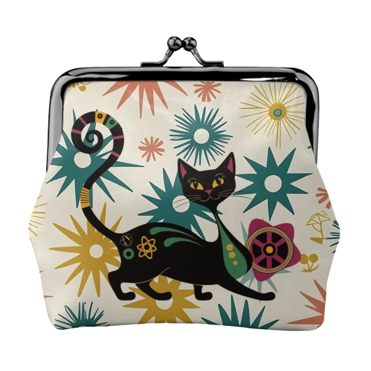 Atomic Cat Mid Century Modern Coin Purse – Retro Kitsch Accessory for Vintage Style Lovers - Mid Century Modern Gal