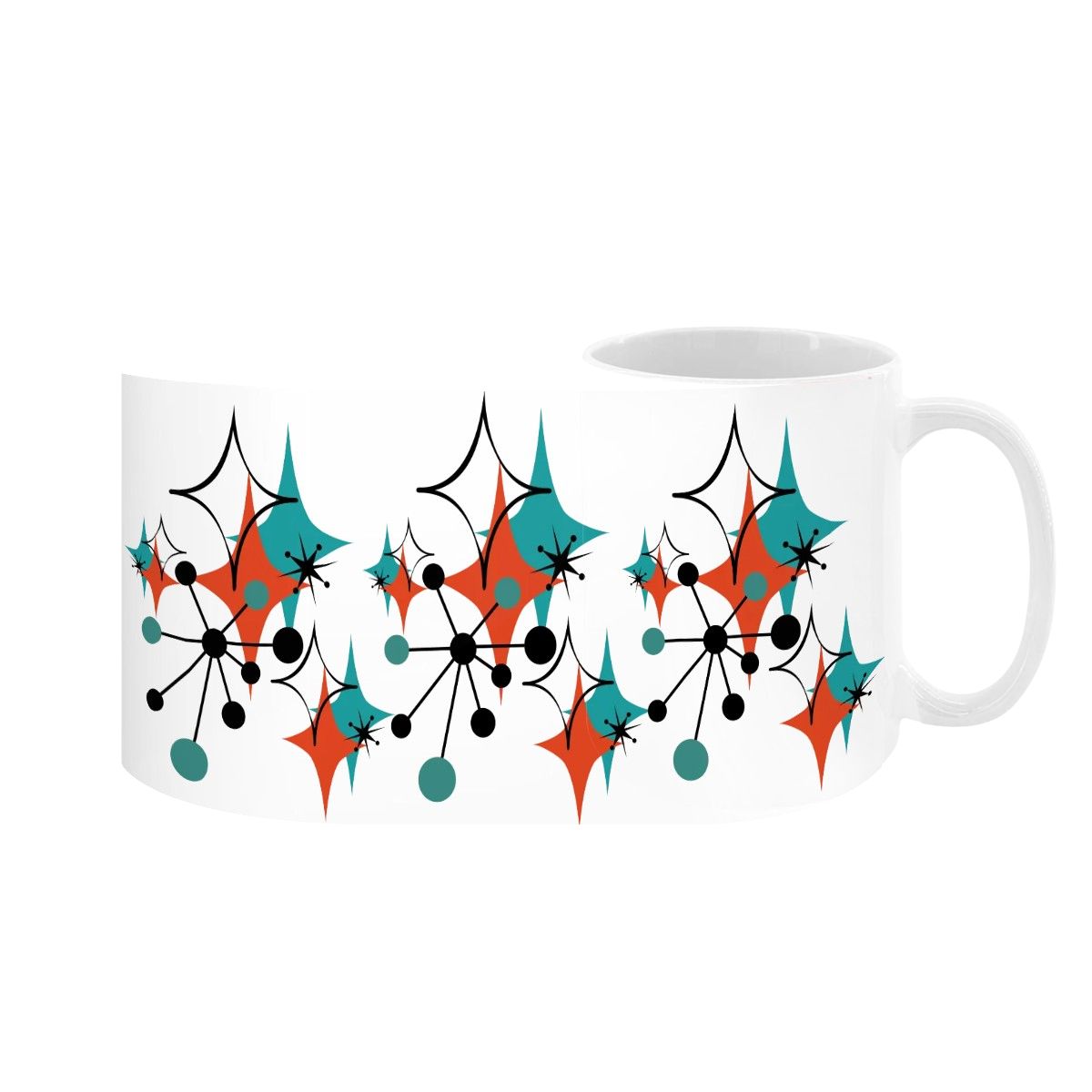 Mid Century Modern Atomic Starburst Sputnik Designed Large Colorful Mug (15oz) - Mid Century Modern Gal