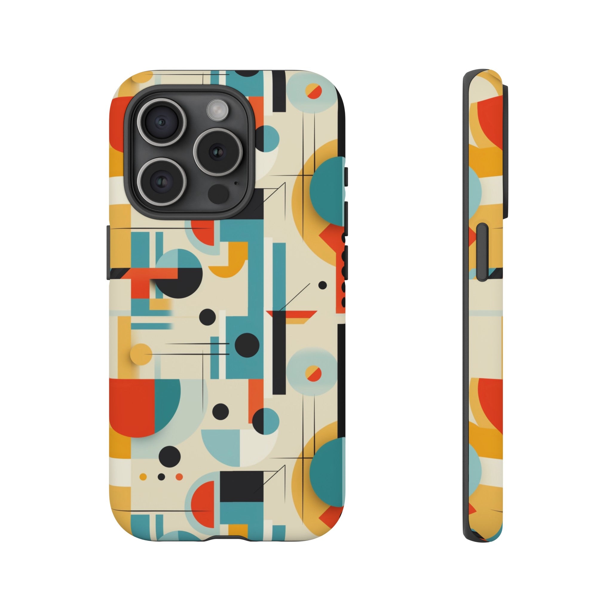Bauhaus Designed Mid Mod Geometric Groovy Smart Phone, iPhone, Samsung Compatible Tough Cases