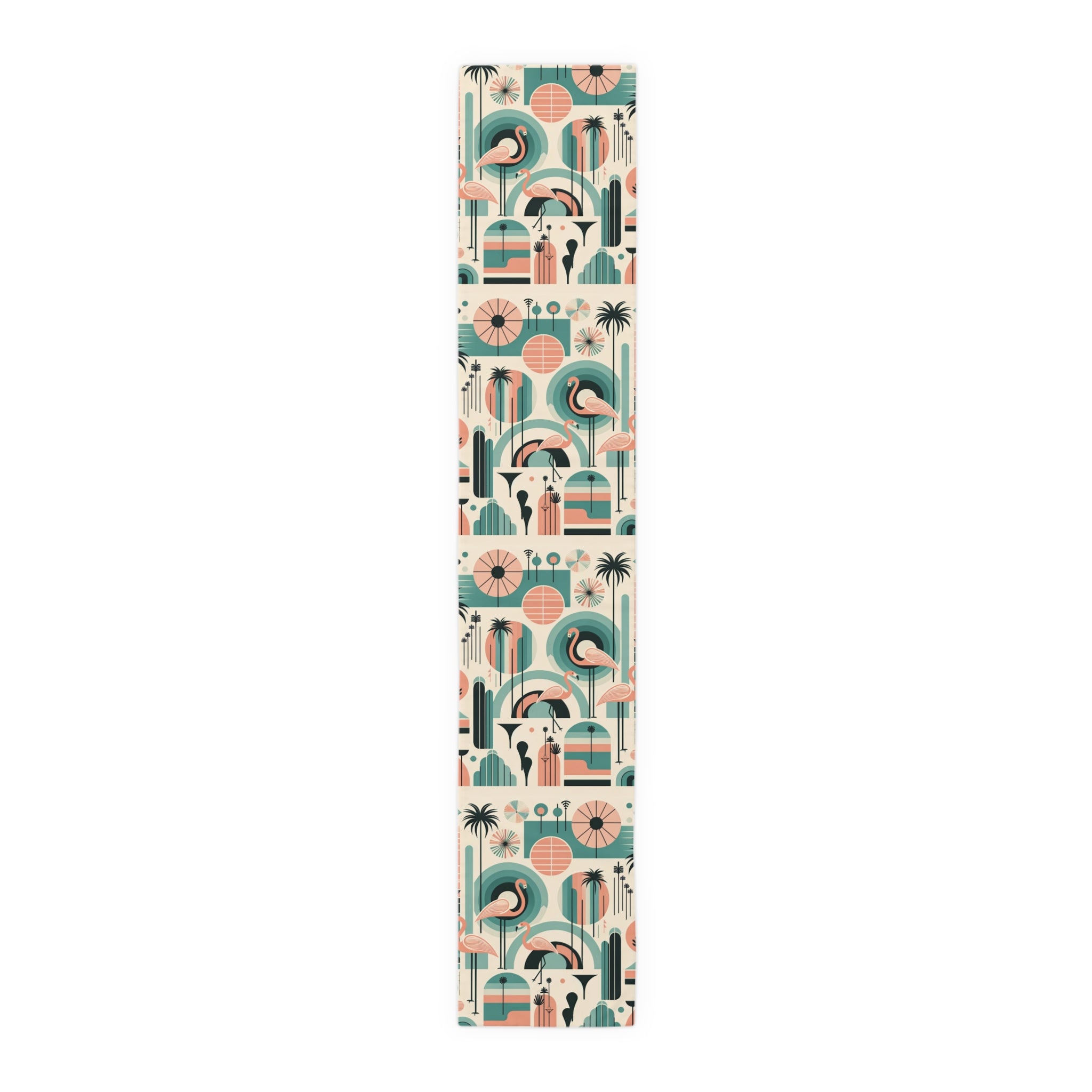 Palm Springs California Flamingo Mid Century Modern Pink, Aqua, MCM Table Runner - Mid Century Modern Gal