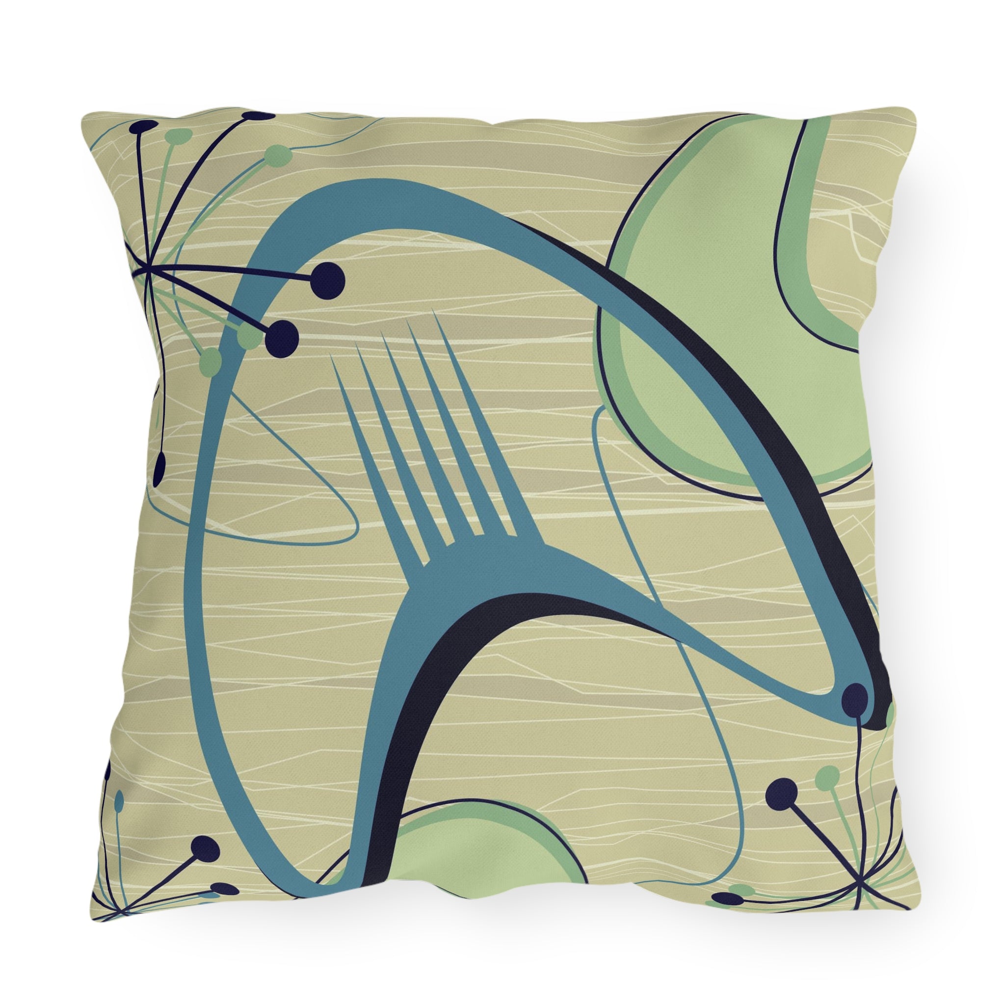 Mid Century Modern Atomic Boomerang Summer Garden Outdoor Pillows - Mid Century Modern Gal