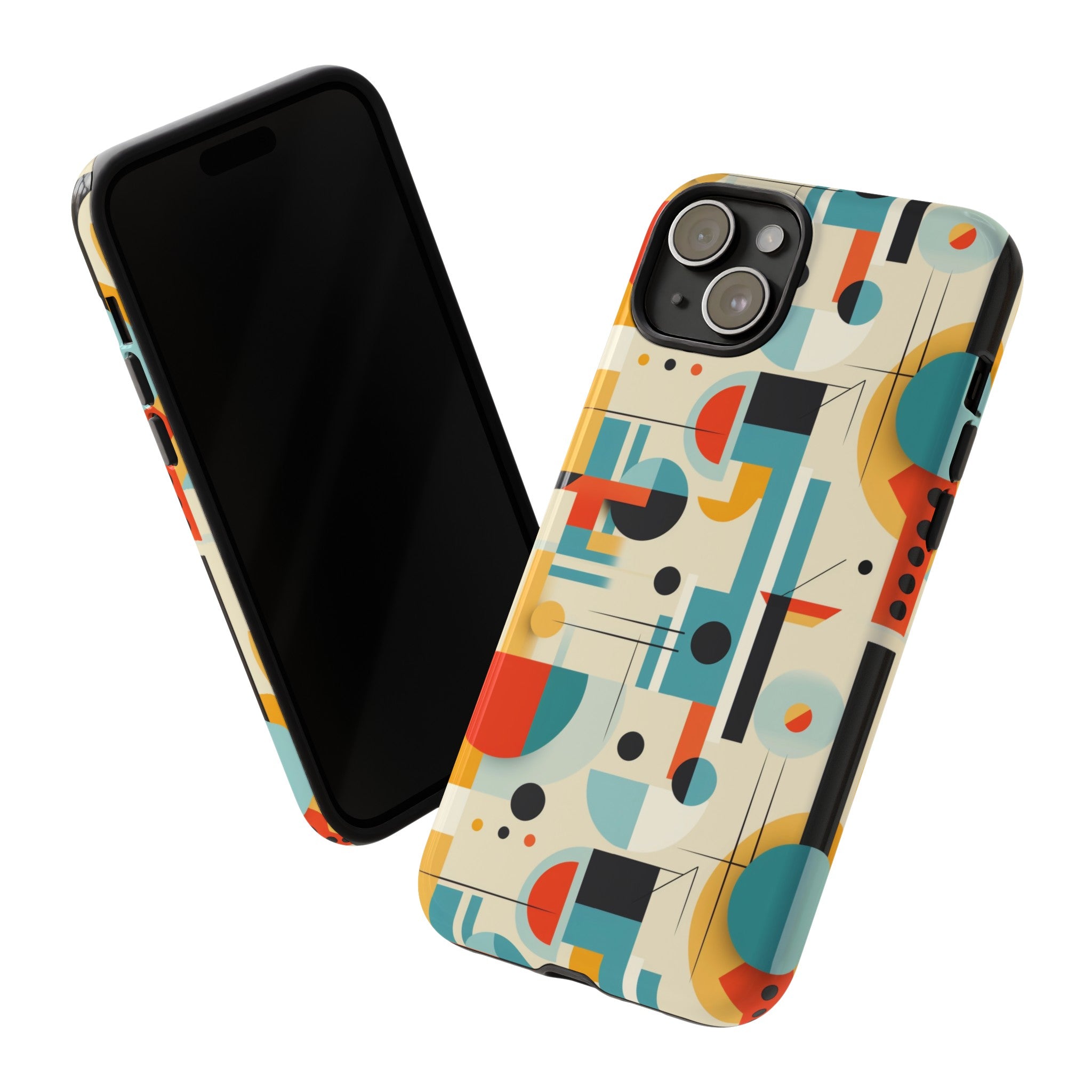 Bauhaus Designed Mid Mod Geometric Groovy Smart Phone, iPhone, Samsung Compatible Tough Cases
