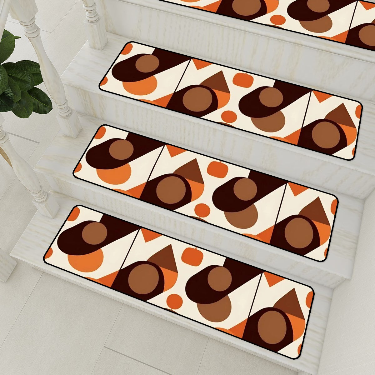 Mid Century Modern Orange Brown Retro Mod Groovy Non Slip Carpet for Stairs Treads - Mid Century Modern Gal