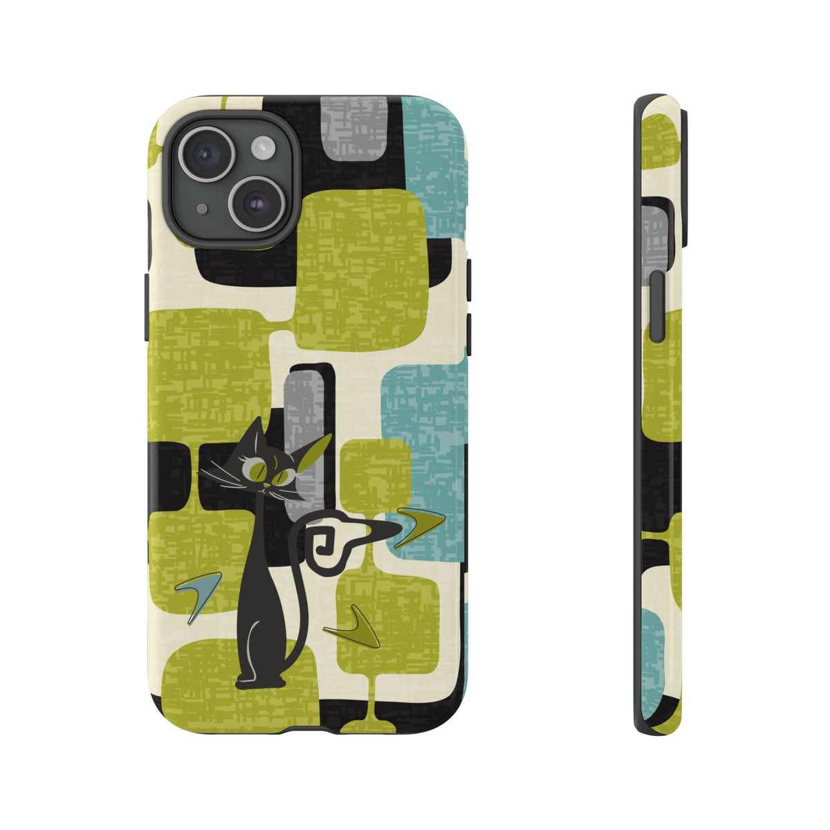 Mid Century Modern Geometric Kitschy Cat, Boomerang Retro Smart Phone Tough Cases