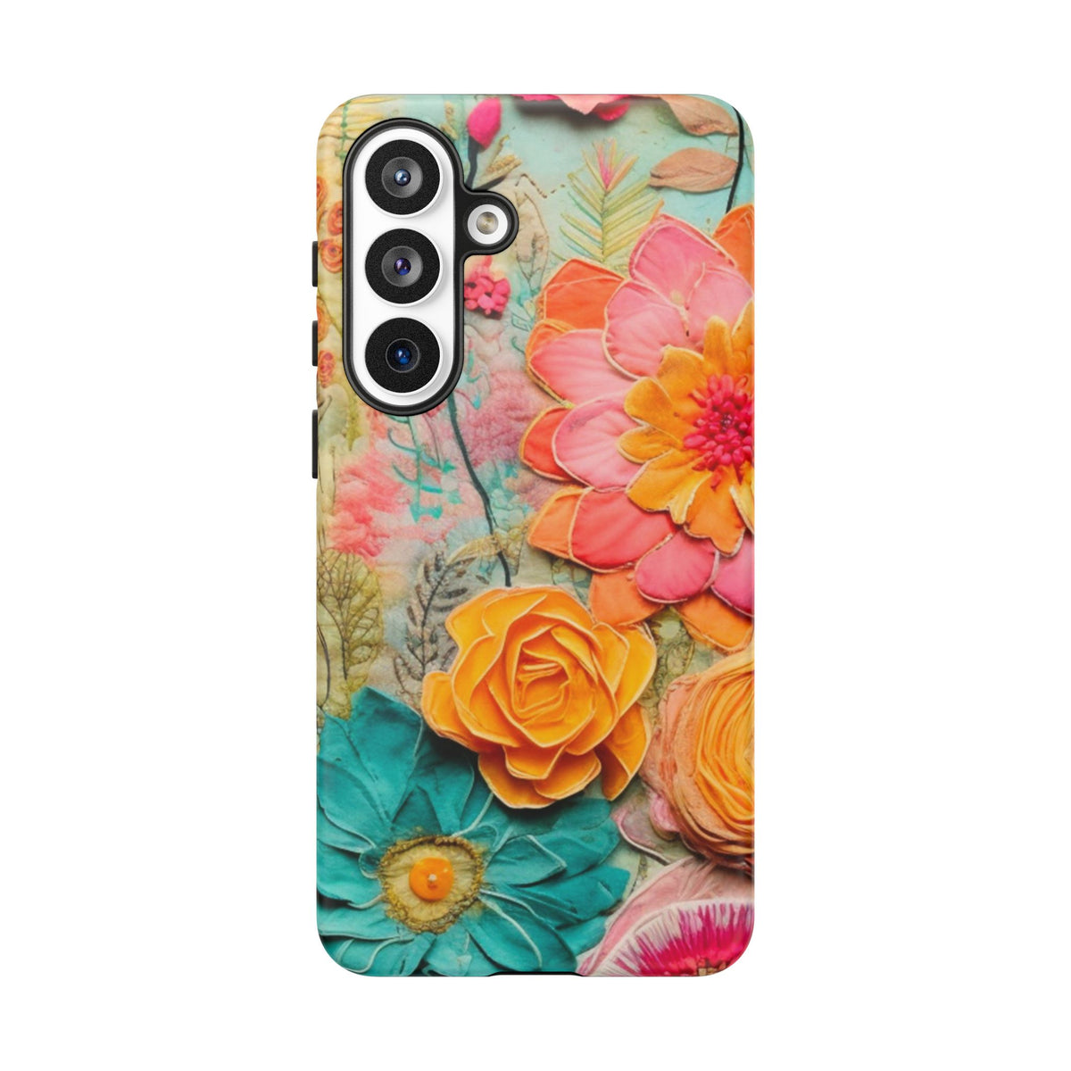 Boho Retro Floral Faux Pressed Flowers Smart Phone Tough Phone Cases