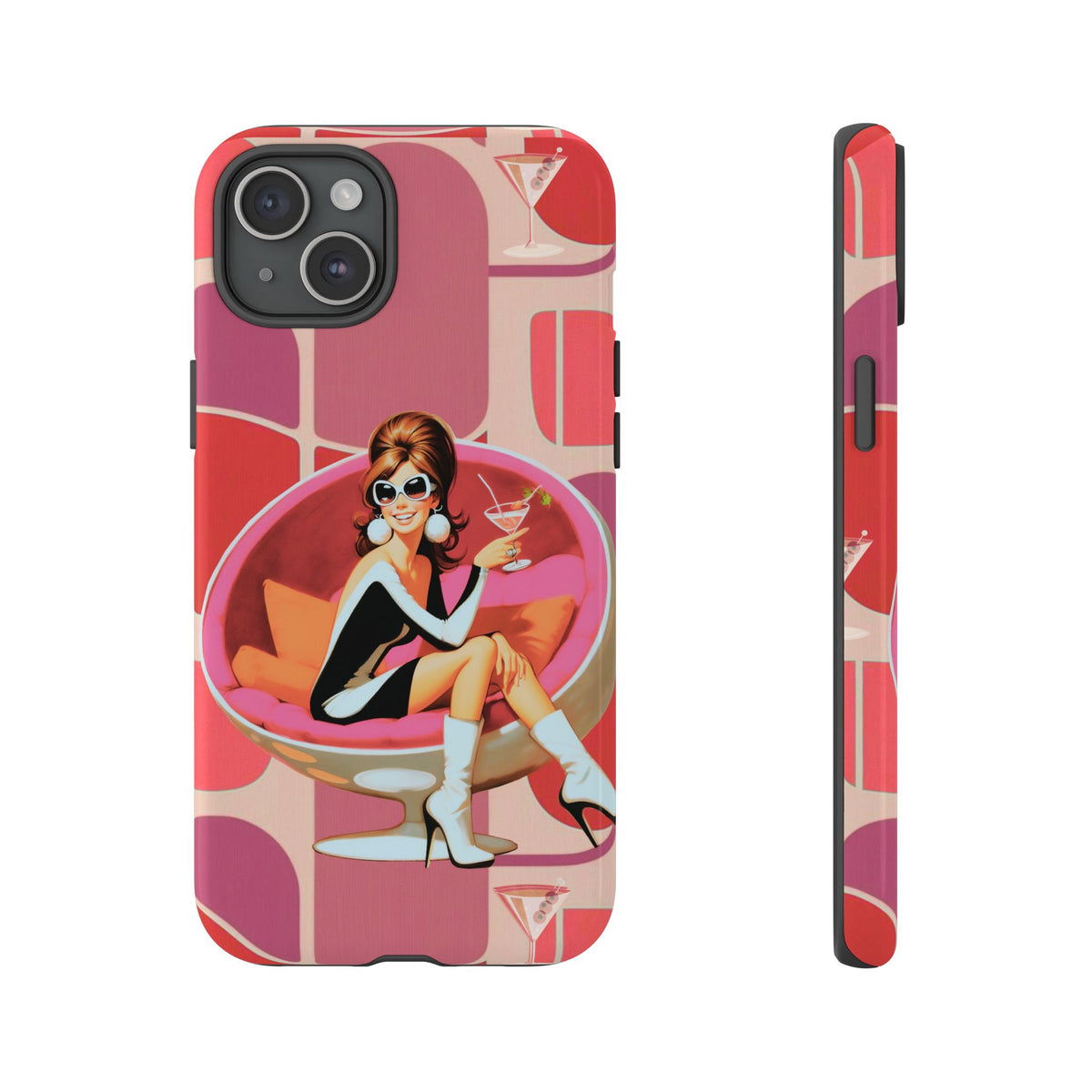 Mid Mod 60s Mod Gal, Kick Back Enjoy, Retro Chic Phone Case with Cocktail Design - Mid Century Modern Gal