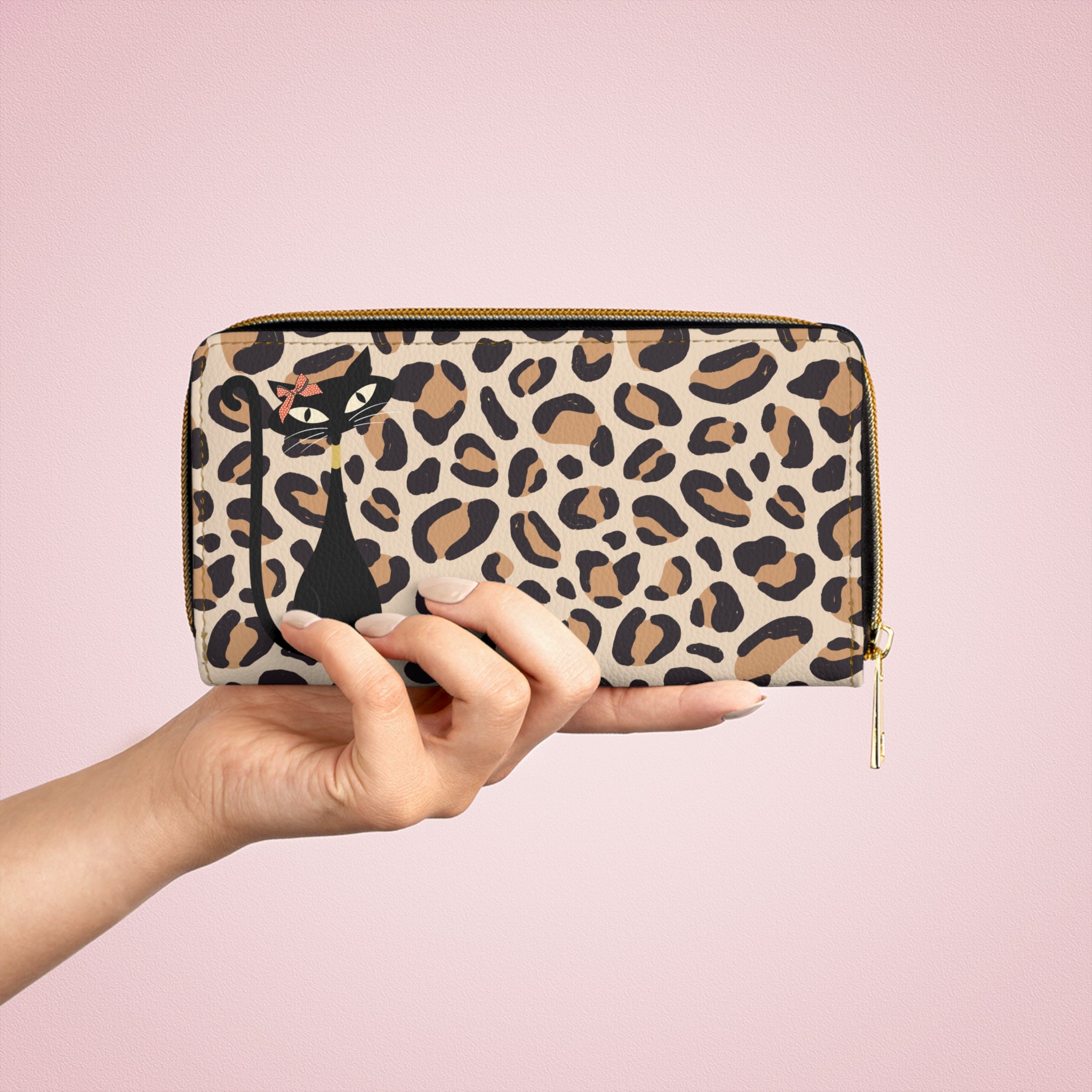 1950s Jungle Print Atomic Cat Mid Mod Zipper Wallet - Mid Century Modern Gal