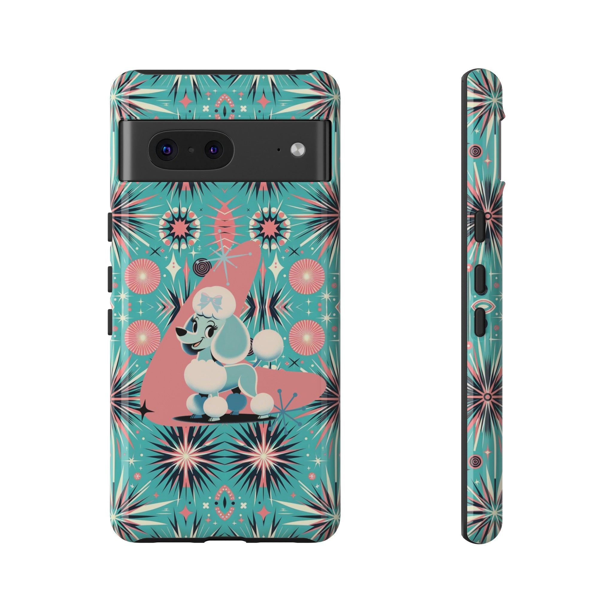 1950s Mid Century Modern Atomic Pink, Poodle Retro Smart Phone Tough Cases