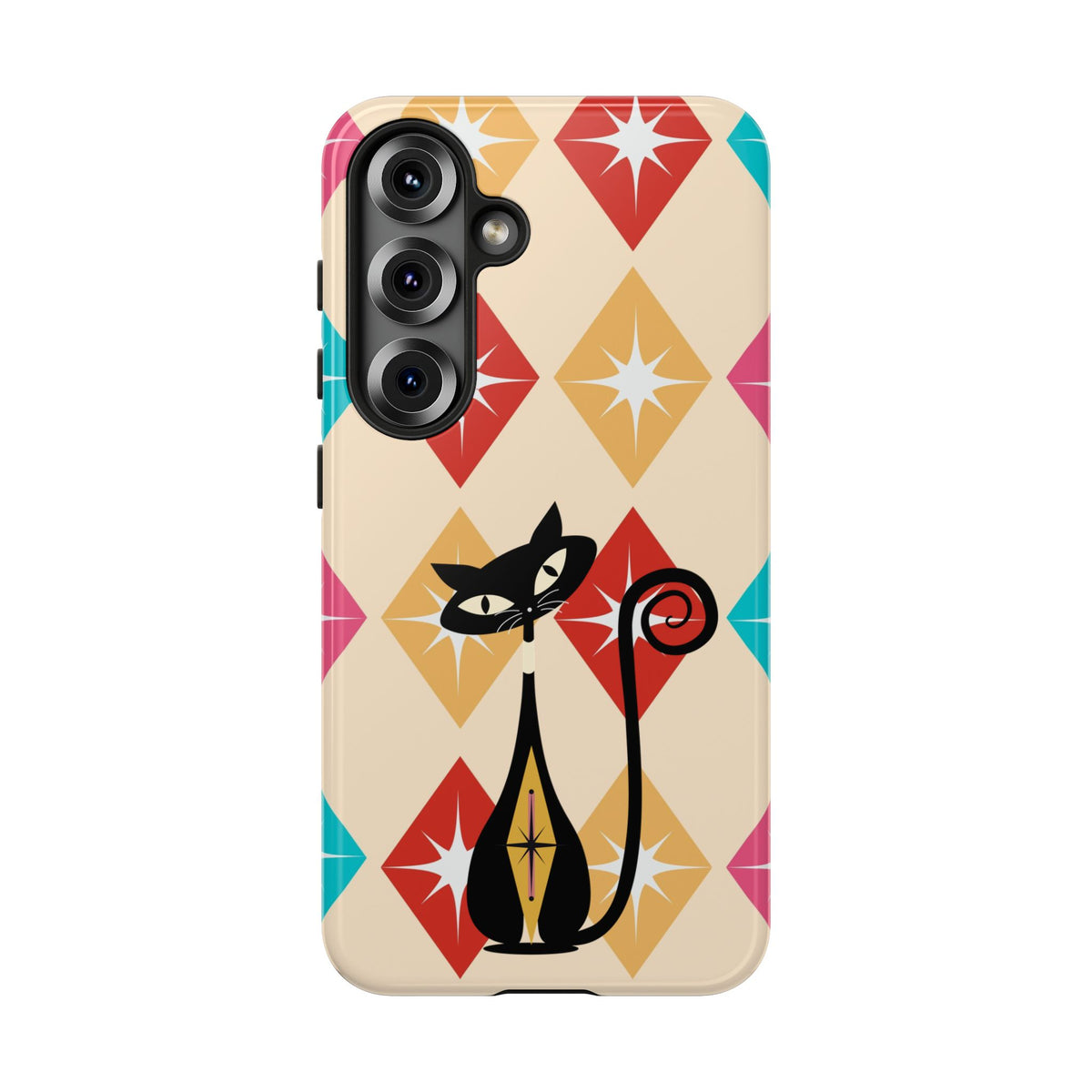 Mid Century Modern Atomic Cat, Atomic 50s Diamonds Retro Phone Tough Cases