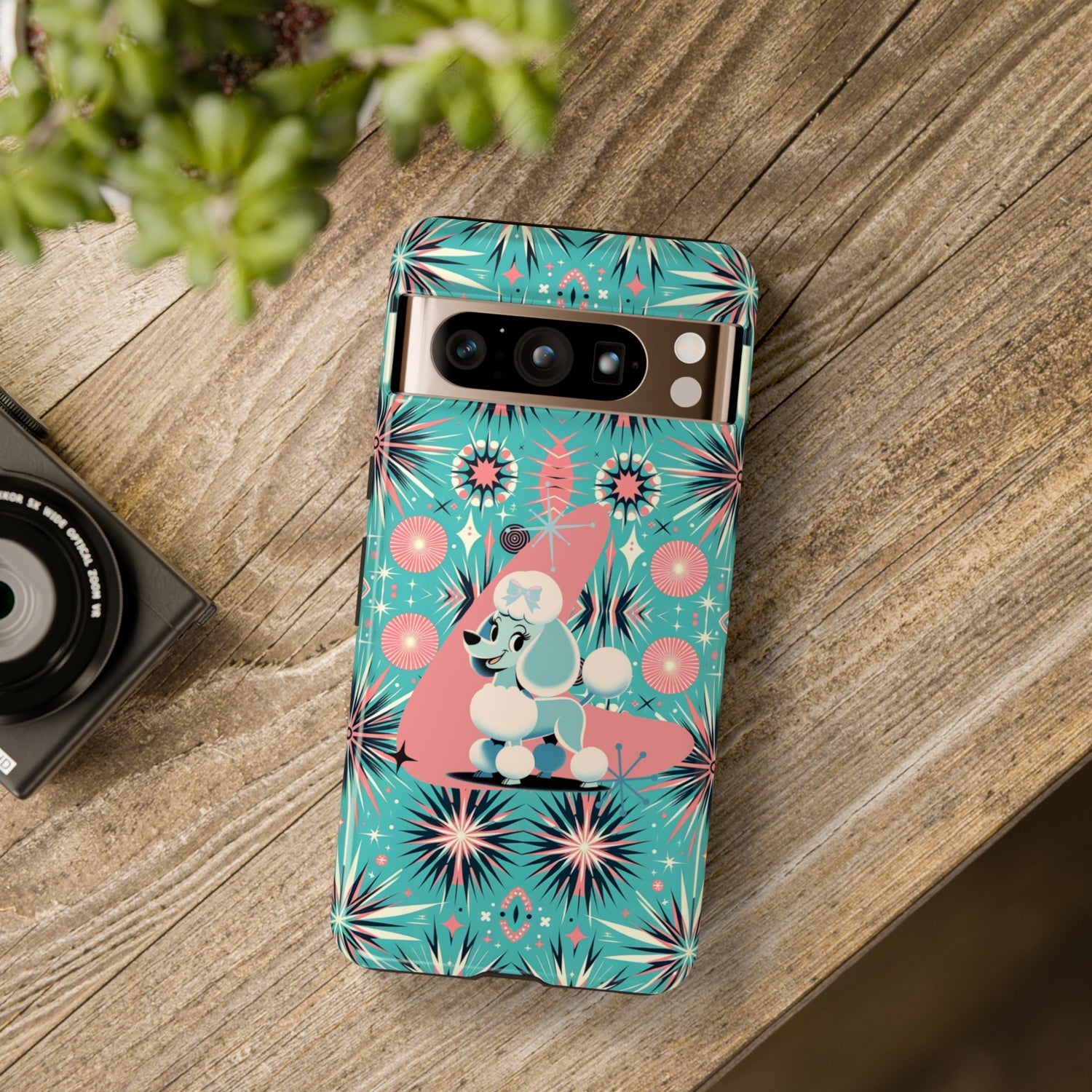 1950s Mid Century Modern Atomic Pink, Poodle Retro Smart Phone Tough Cases