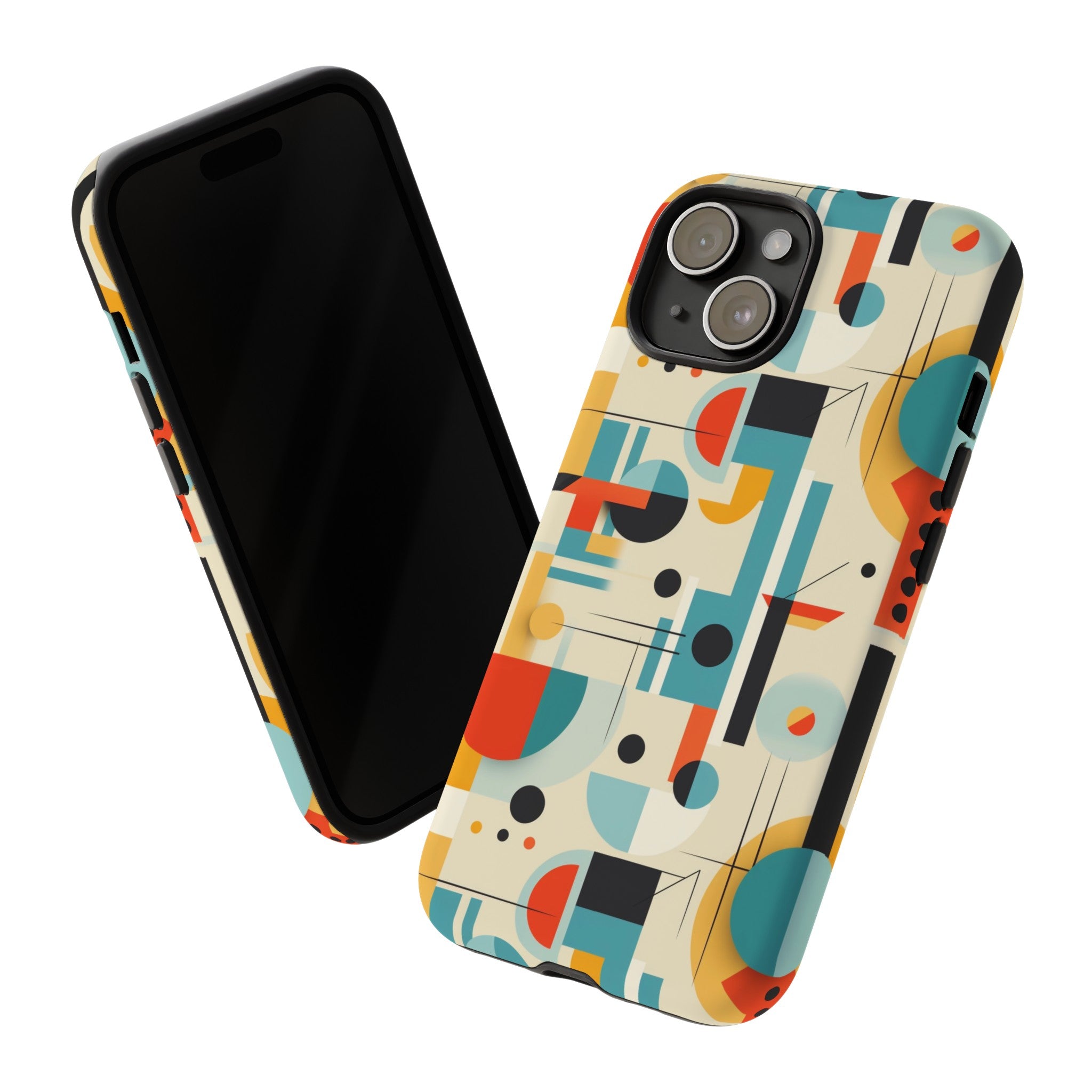 Bauhaus Designed Mid Mod Geometric Groovy Smart Phone, iPhone, Samsung Compatible Tough Cases