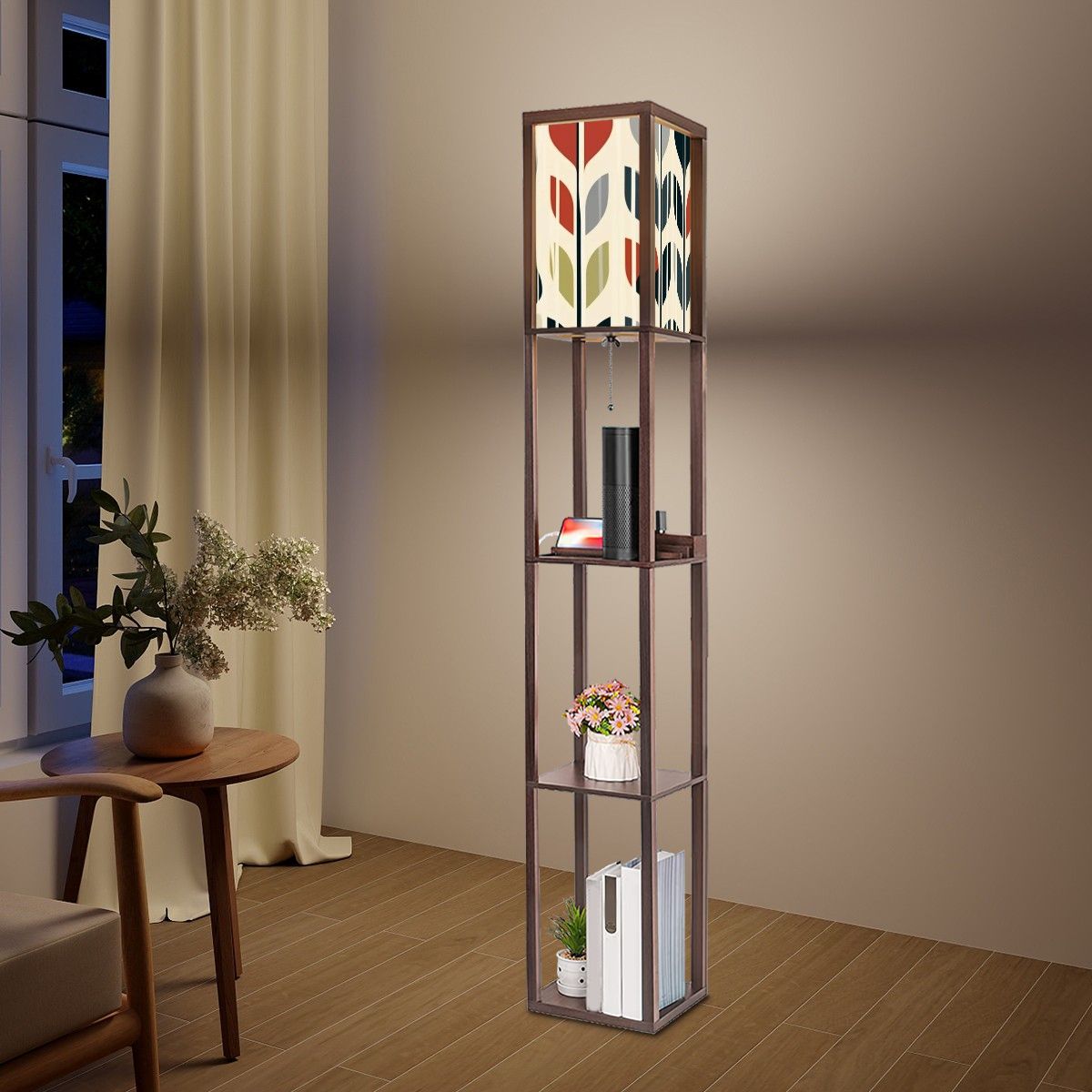 Mid Mod RetroScandinavian Floral Leaves Modern Danish Nordic Hygee Shelf Floor Lamp - Mid Century Modern Gal