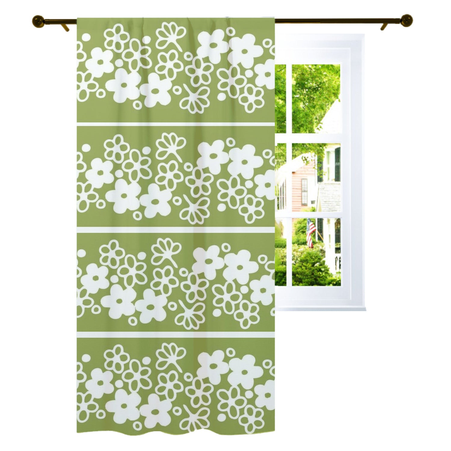 Pyrex Crazy Daisy Single Panel Curtain - Mid Century Modern Gal