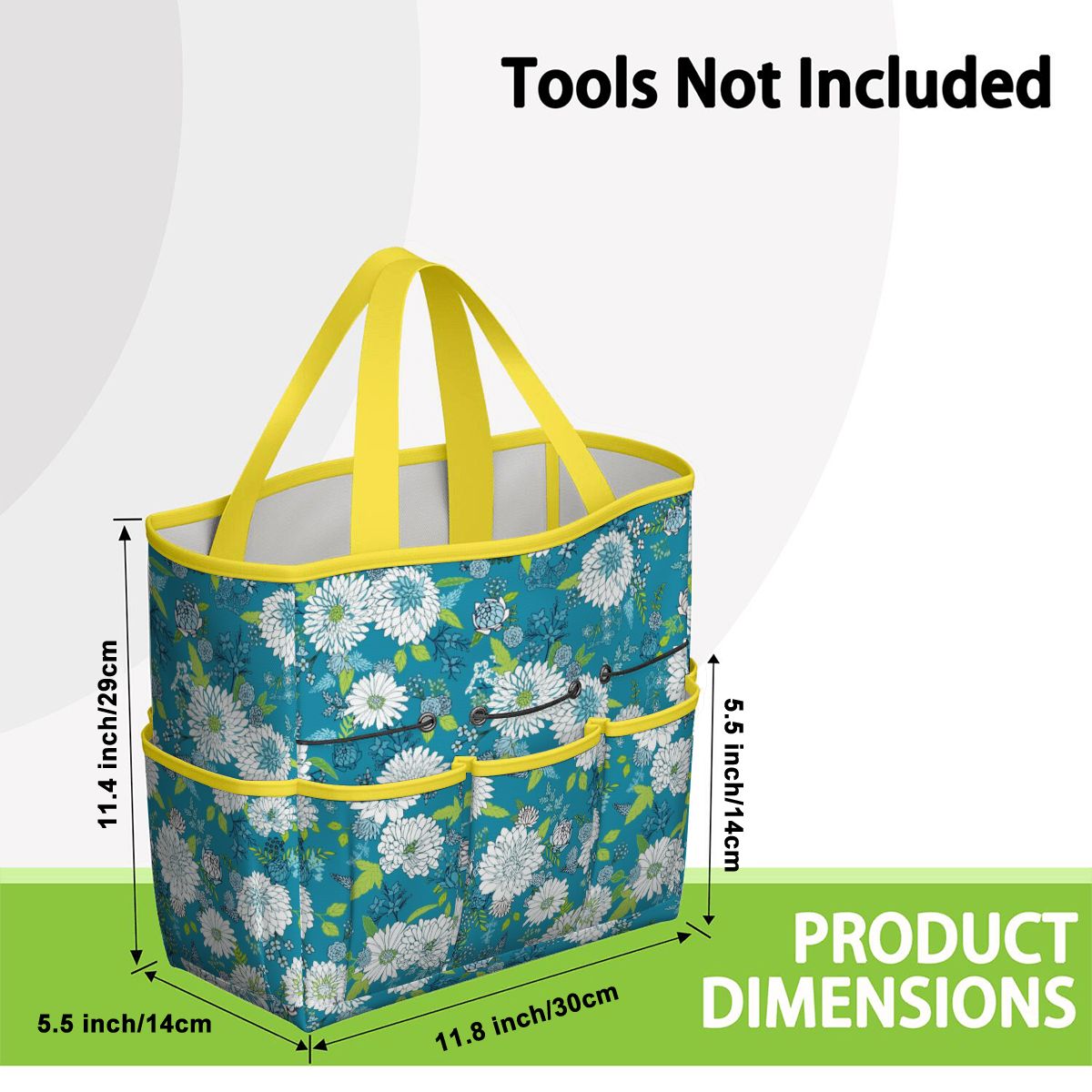 Chinoiserie Floral Teal Green White Elegant Garden Tool Bag
