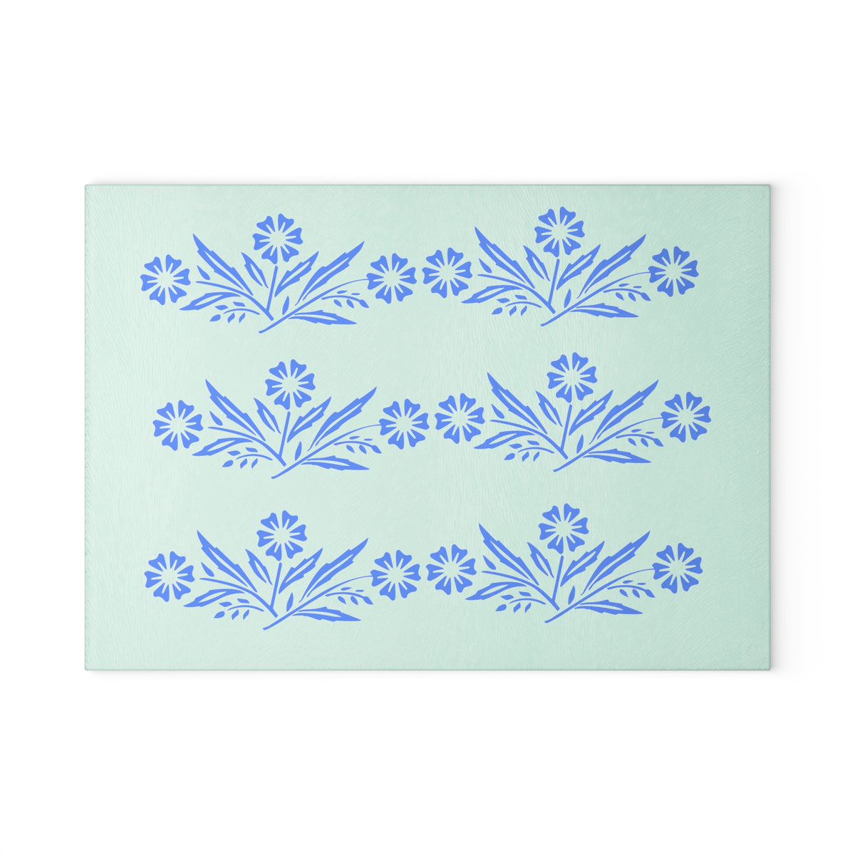 Blue Cornflower Kitschy Kitchen Coriningware Inspired Glass Cutting Board - Mid Century Modern Gal