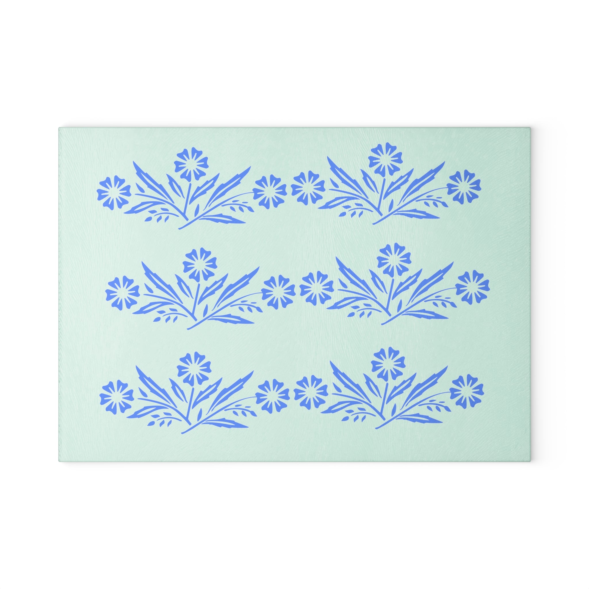Blue Cornflower Kitschy Kitchen Coriningware Inspired Glass Cutting Board - Mid Century Modern Gal