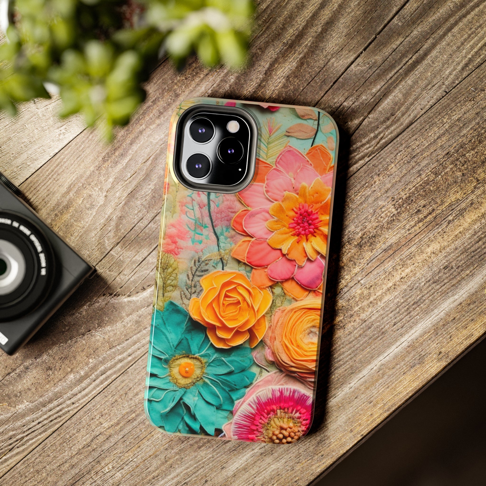 Boho Retro Floral Faux Pressed Flowers Smart Phone Tough Phone Cases - Mid Century Modern Gal