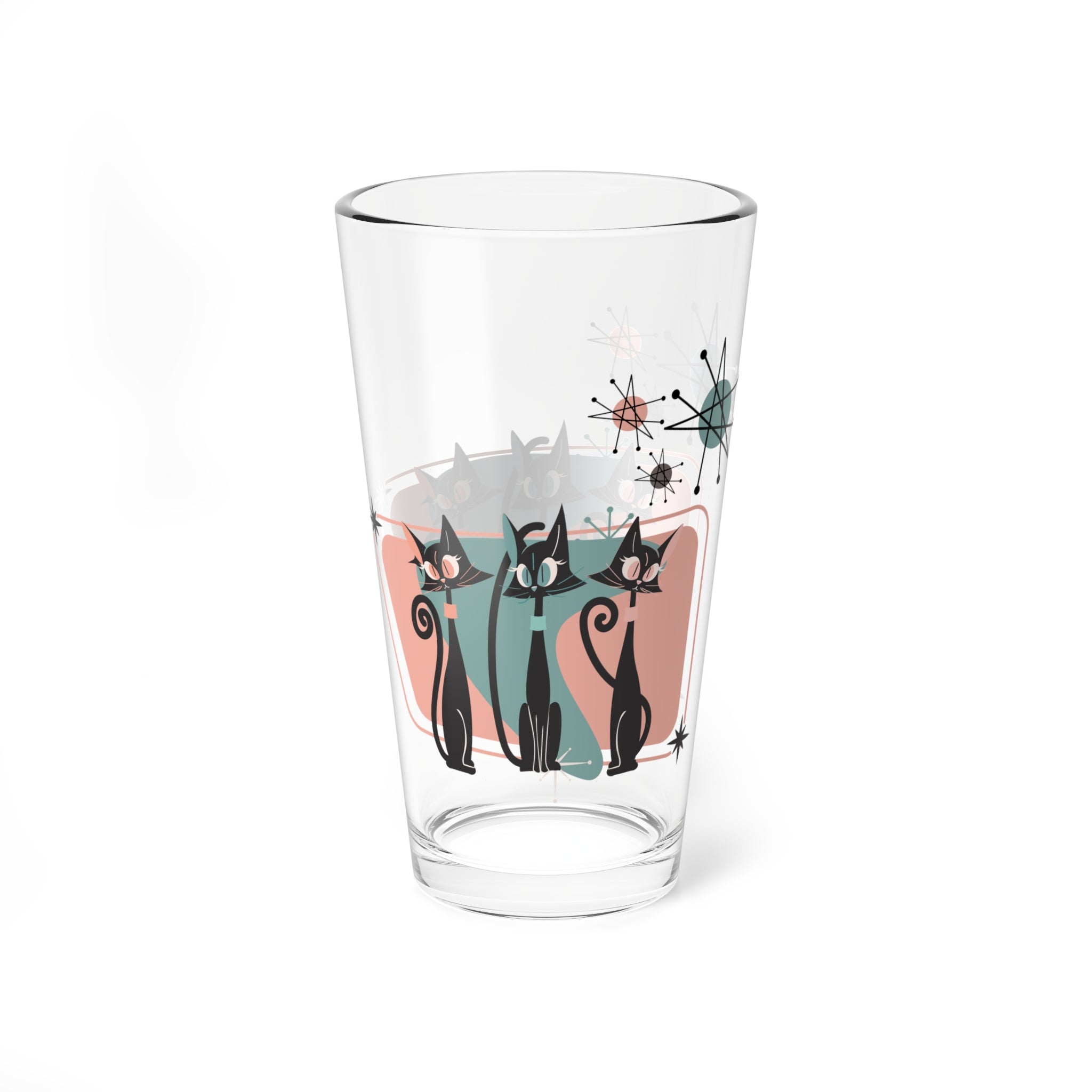 50s Style, Crazy Cat Mom, Atomic Cats, Kitschy Mid Century Modern Cocktail, Mocktail Glass - Mid Century Modern Gal