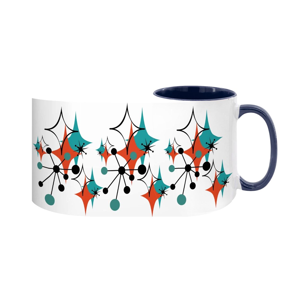 Mid Century Modern Atomic Starburst Sputnik Designed Large Colorful Mug (15oz) - Mid Century Modern Gal